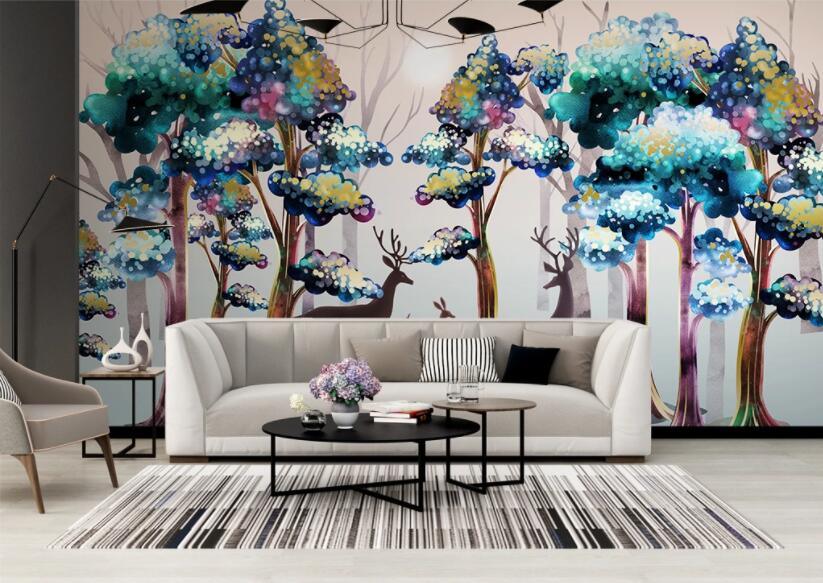 3D Color Forest Deer WC2702 Wall Murals