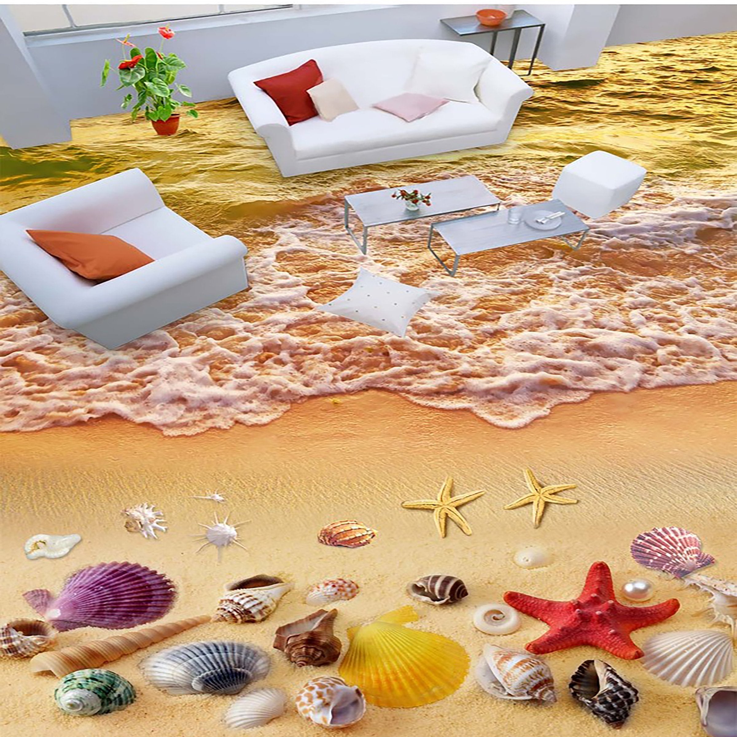 3D Beach Shell WG291 Floor Mural Wallpaper AJ Wallpaper 2 