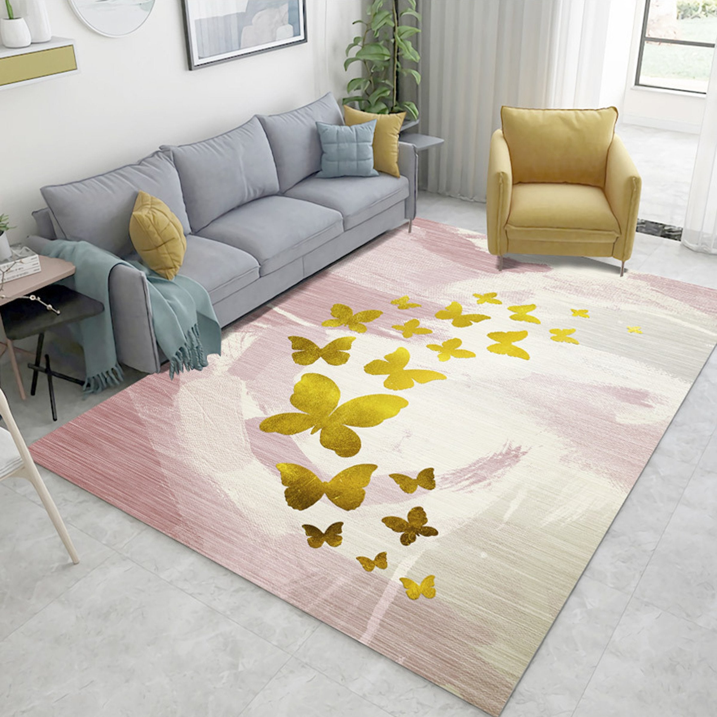 3D Golden Butterfly WG299 Non Slip Rug Mat Mat AJ Creativity Home 