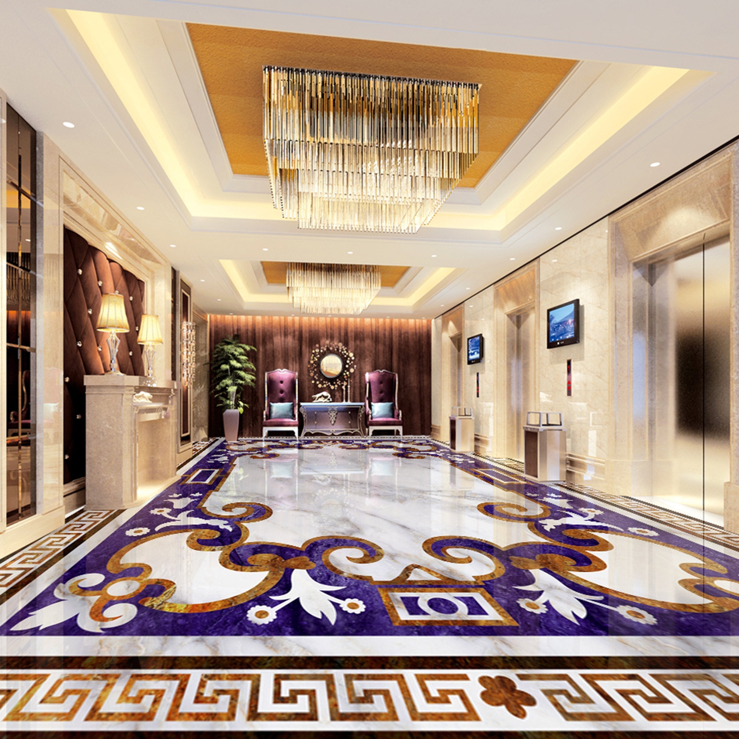 3D Blue Marble Pattern WG391 Floor Mural Wallpaper AJ Wallpaper 2 