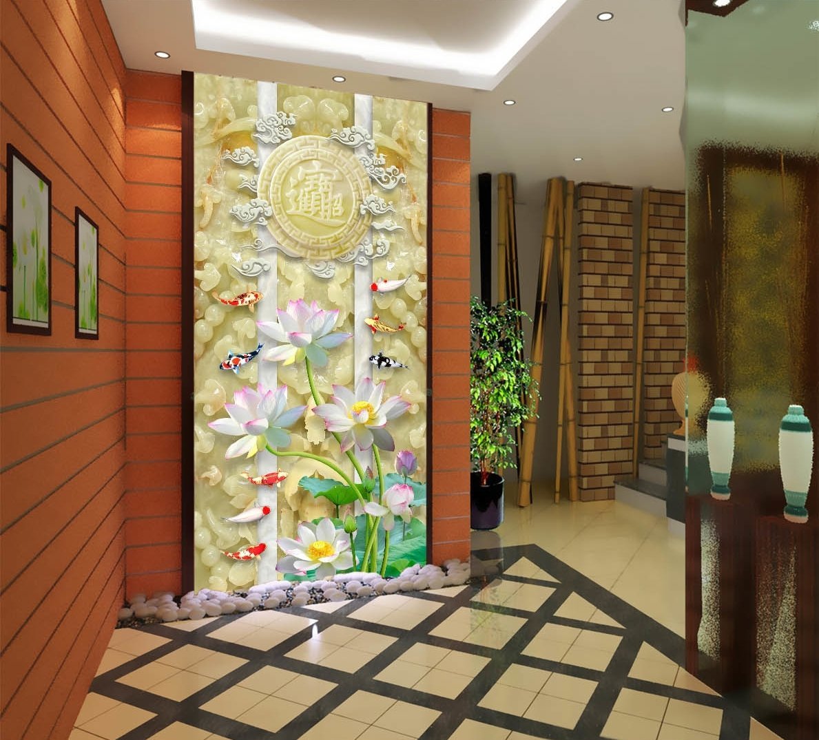 3D Lotus Garden Card 397 Wallpaper AJ Wallpaper 