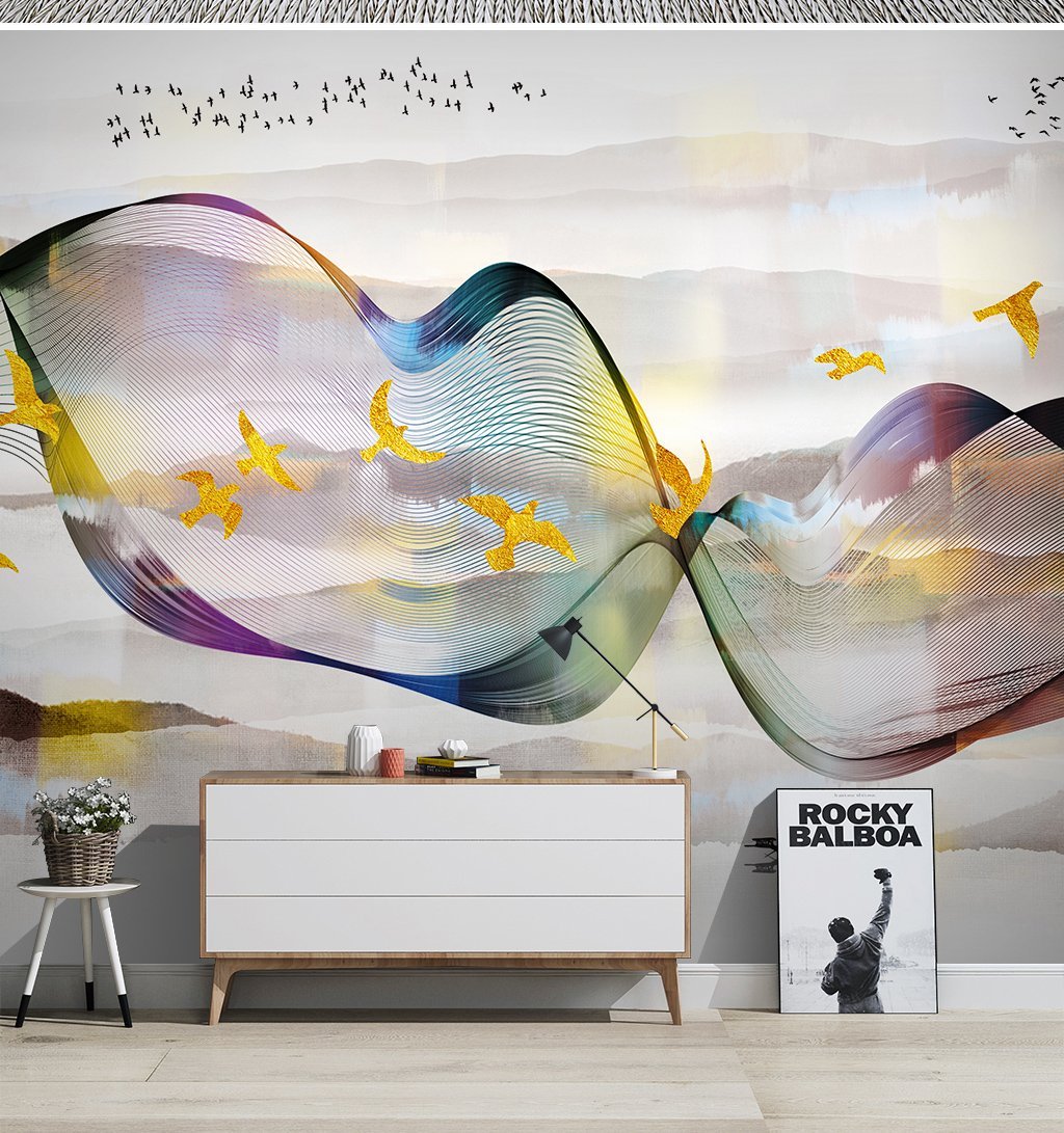 3D Golden Bird 101 Wall Murals Wallpaper AJ Wallpaper 2 