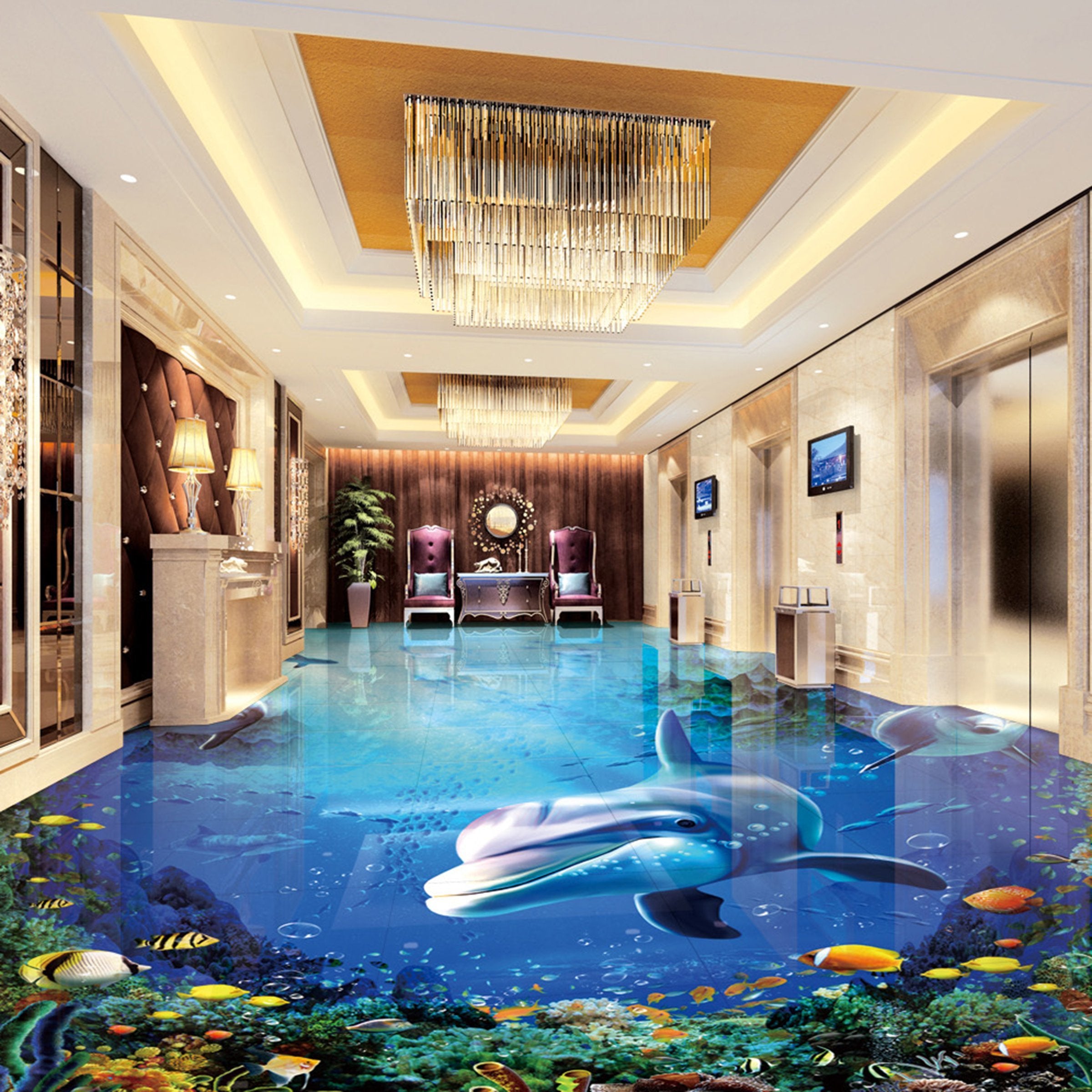 3D Deep Sea Shark WG619 Floor Mural Wallpaper AJ Wallpaper 2 