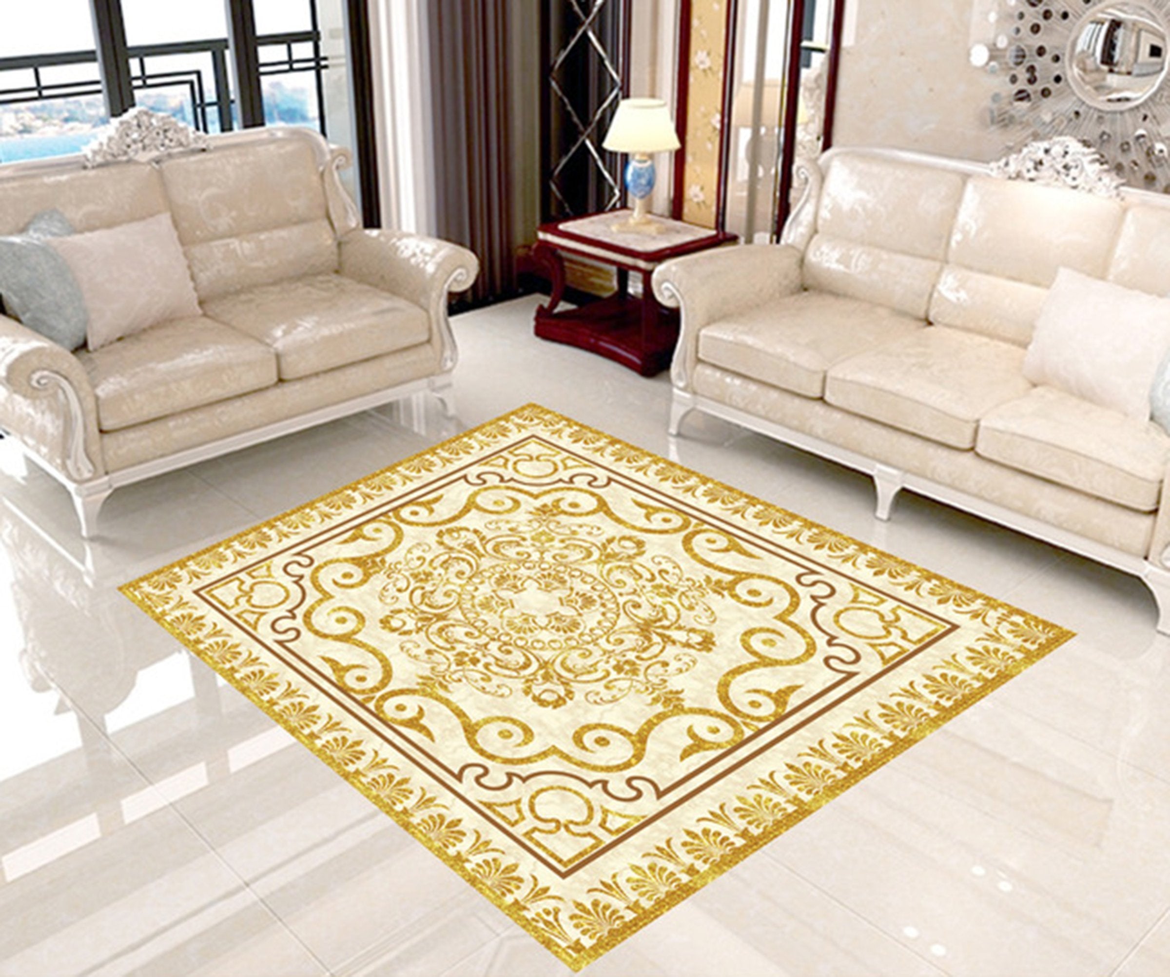 3D Yellow Lace WG029 Floor Mural Wallpaper AJ Wallpaper 2 