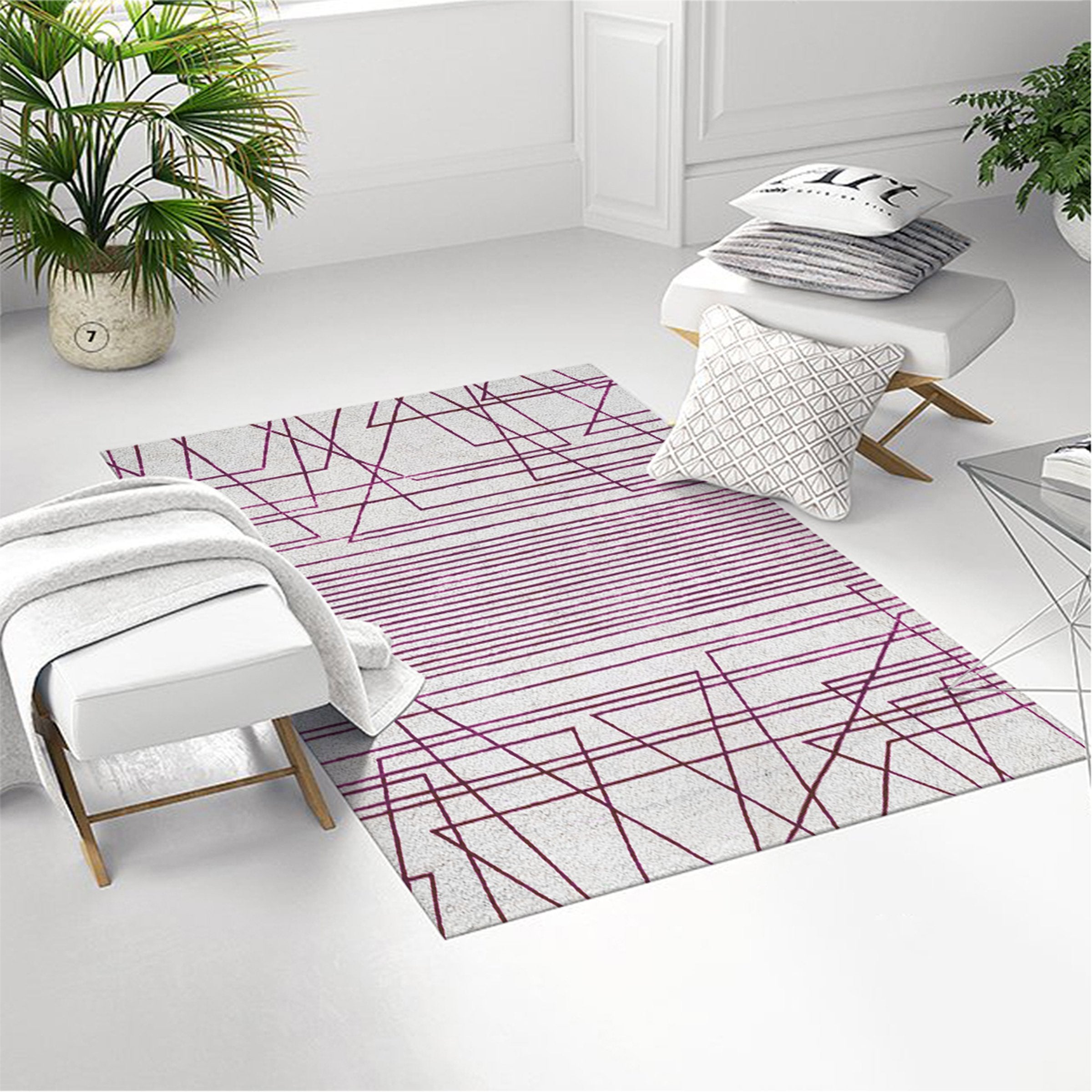 3D Purple Lines WG118 Non Slip Rug Mat Mat AJ Creativity Home 