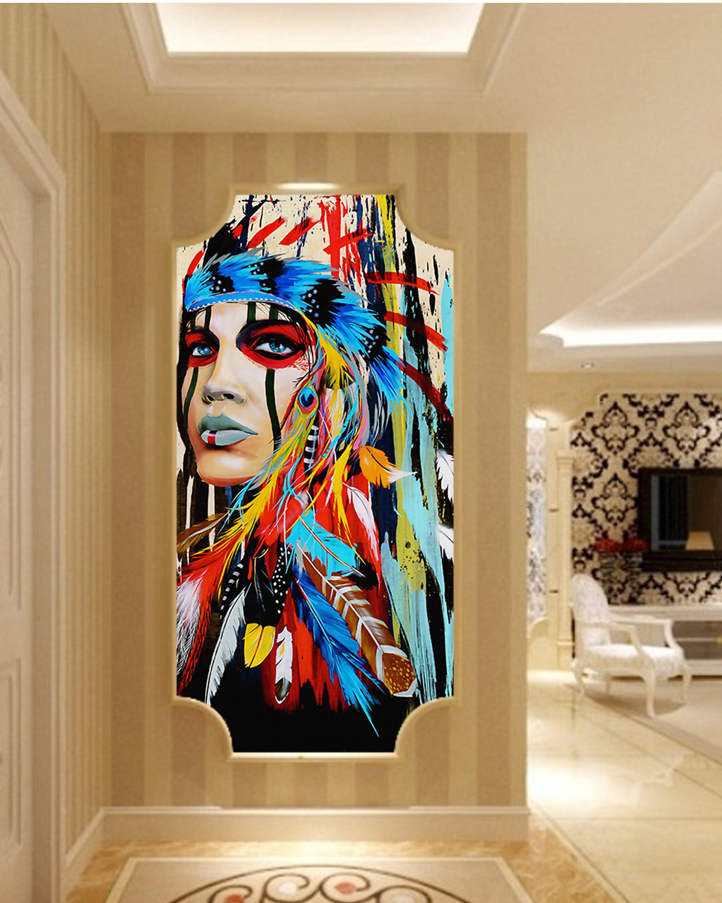 3D Feather Girl WG009 Wall Murals