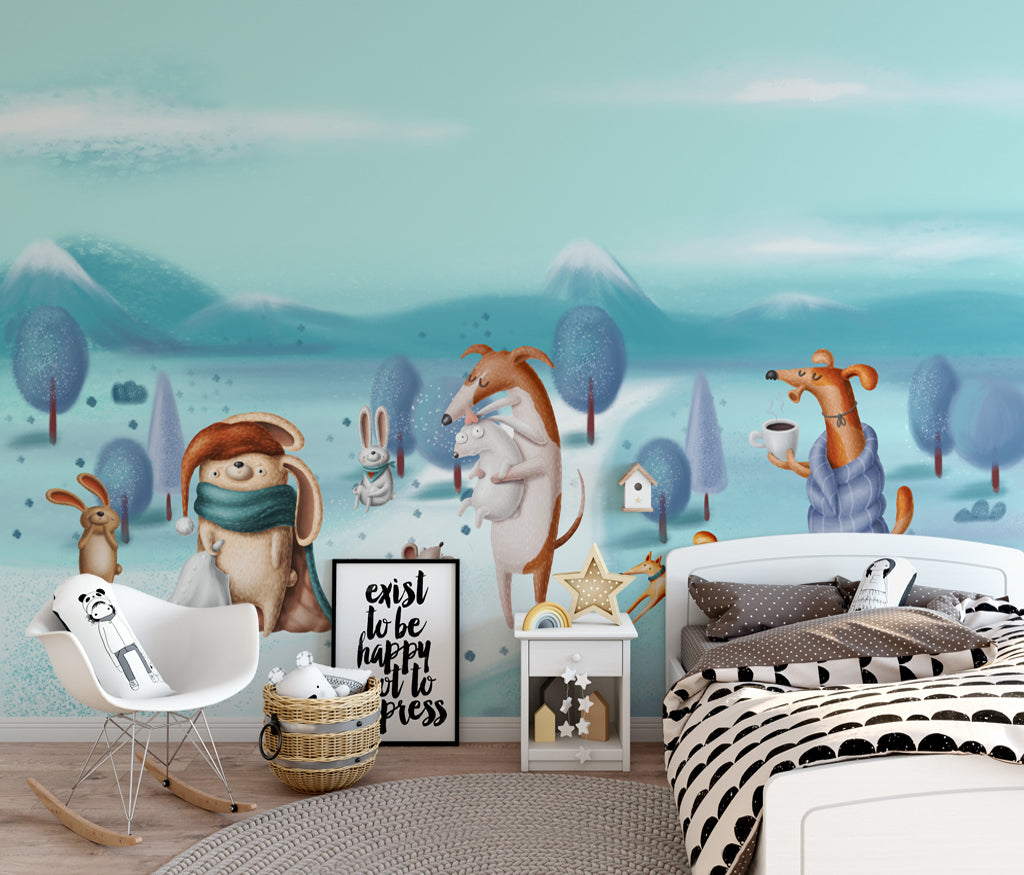 3D Snow Fox WG444 Wall Murals