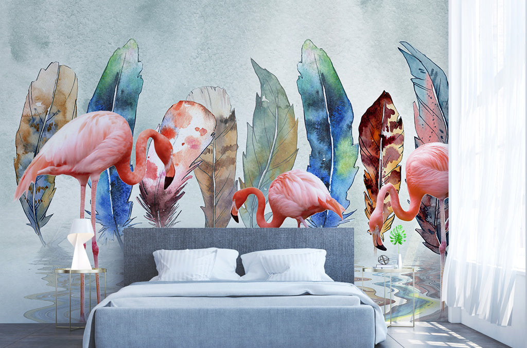 3D Flamingo River WG197 Wall Murals