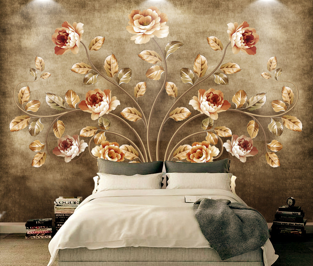 3D Orange Flower WG014 Wall Murals