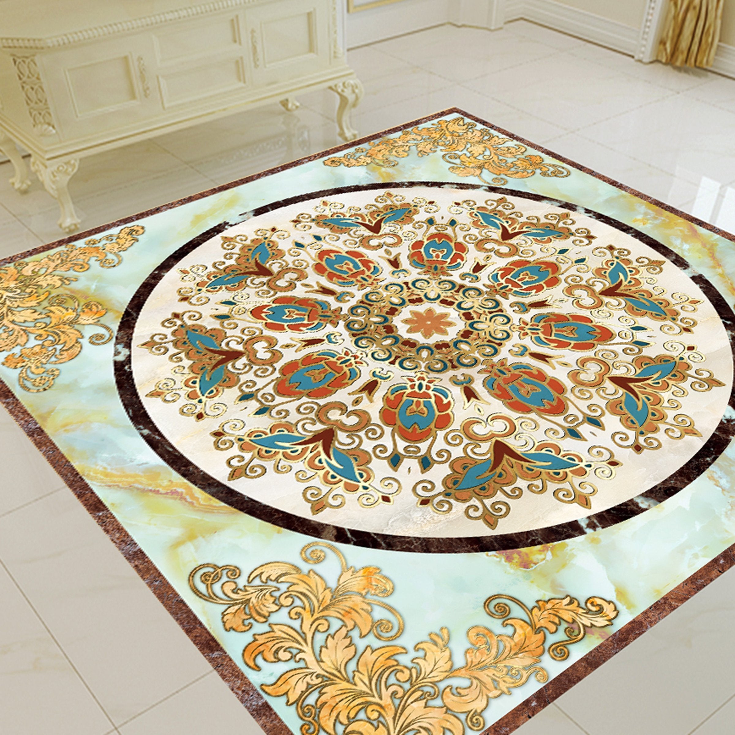 3D Circular Pattern WG706 Floor Mural Wallpaper AJ Wallpaper 2 