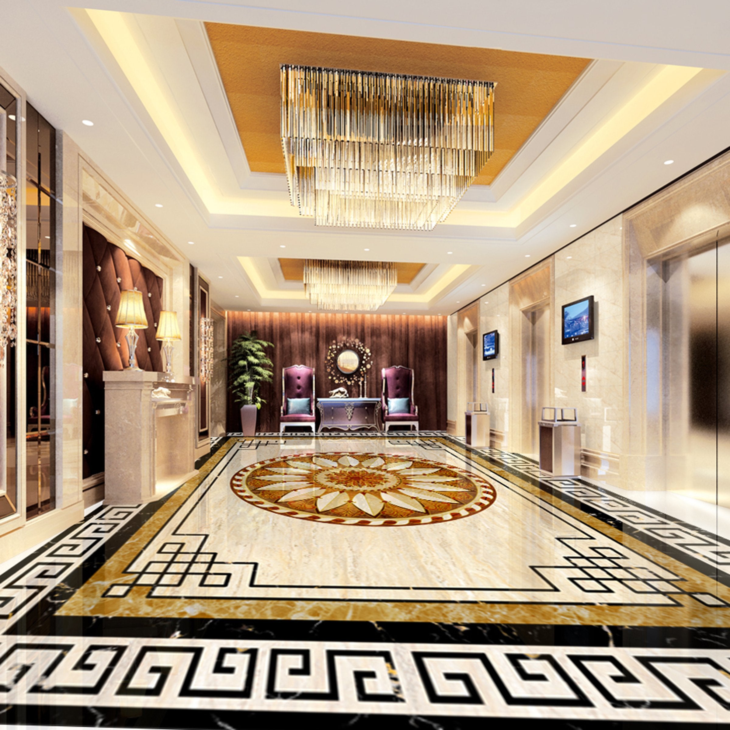 3D Round Yellow Petals WG524 Floor Mural Wallpaper AJ Wallpaper 2 