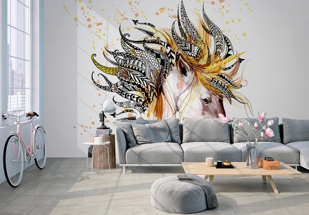 3D Feather Horse WG139 Wall Murals