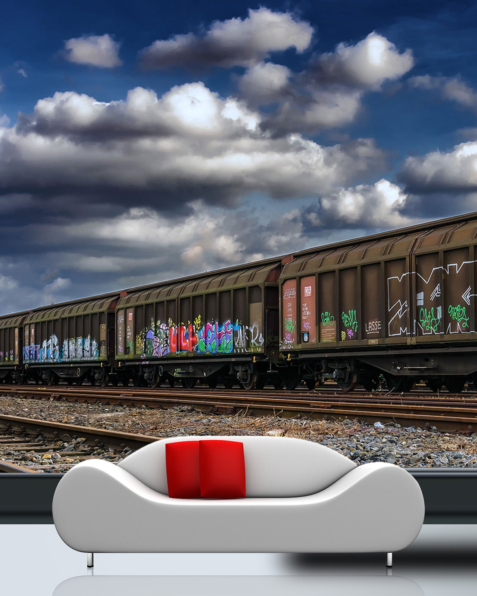 3D Train Clouds 429 Vehicle Wall Murals