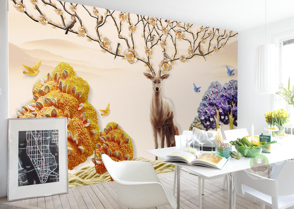 3D Orange Flower WG305 Wall Murals