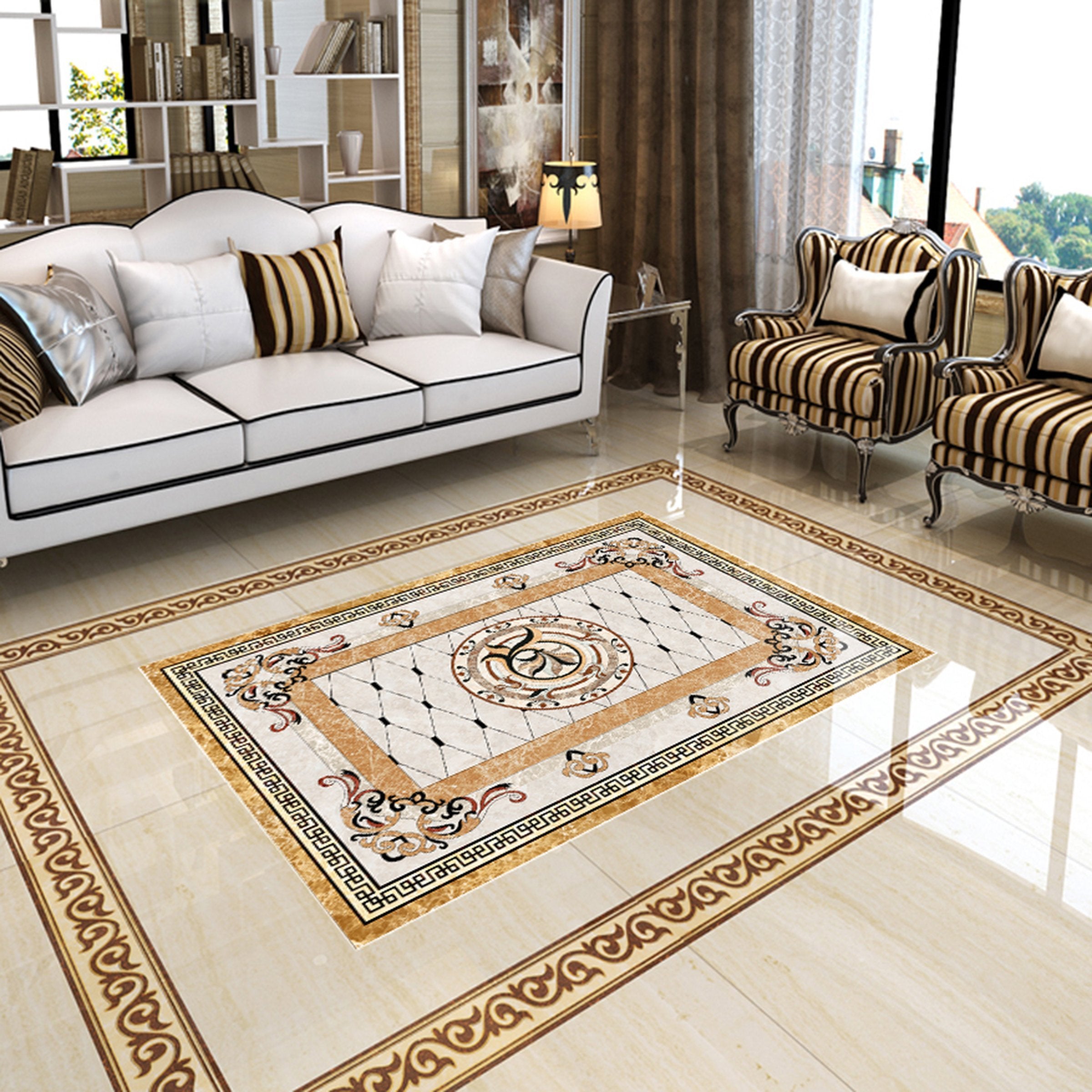 3D Black Orange Pattern WG731 Floor Mural Wallpaper AJ Wallpaper 2 