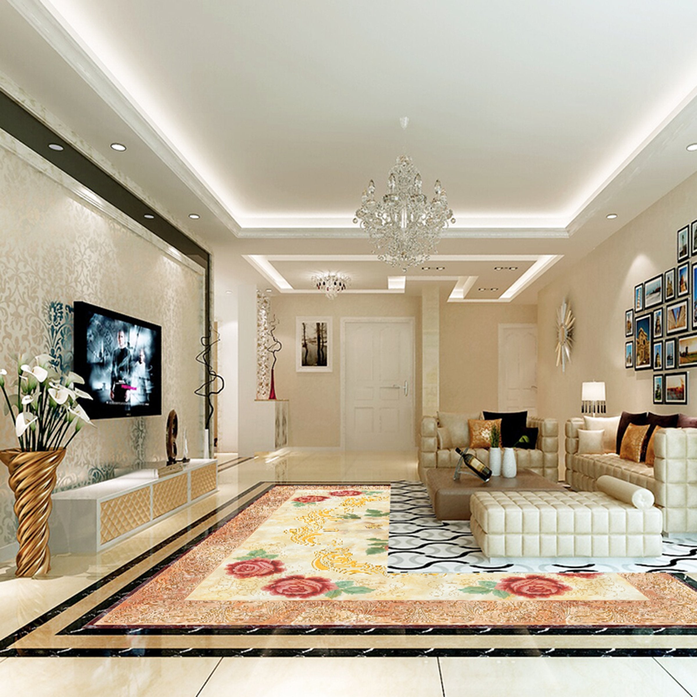3D Colored Flowers WG367 Floor Mural Wallpaper AJ Wallpaper 2 