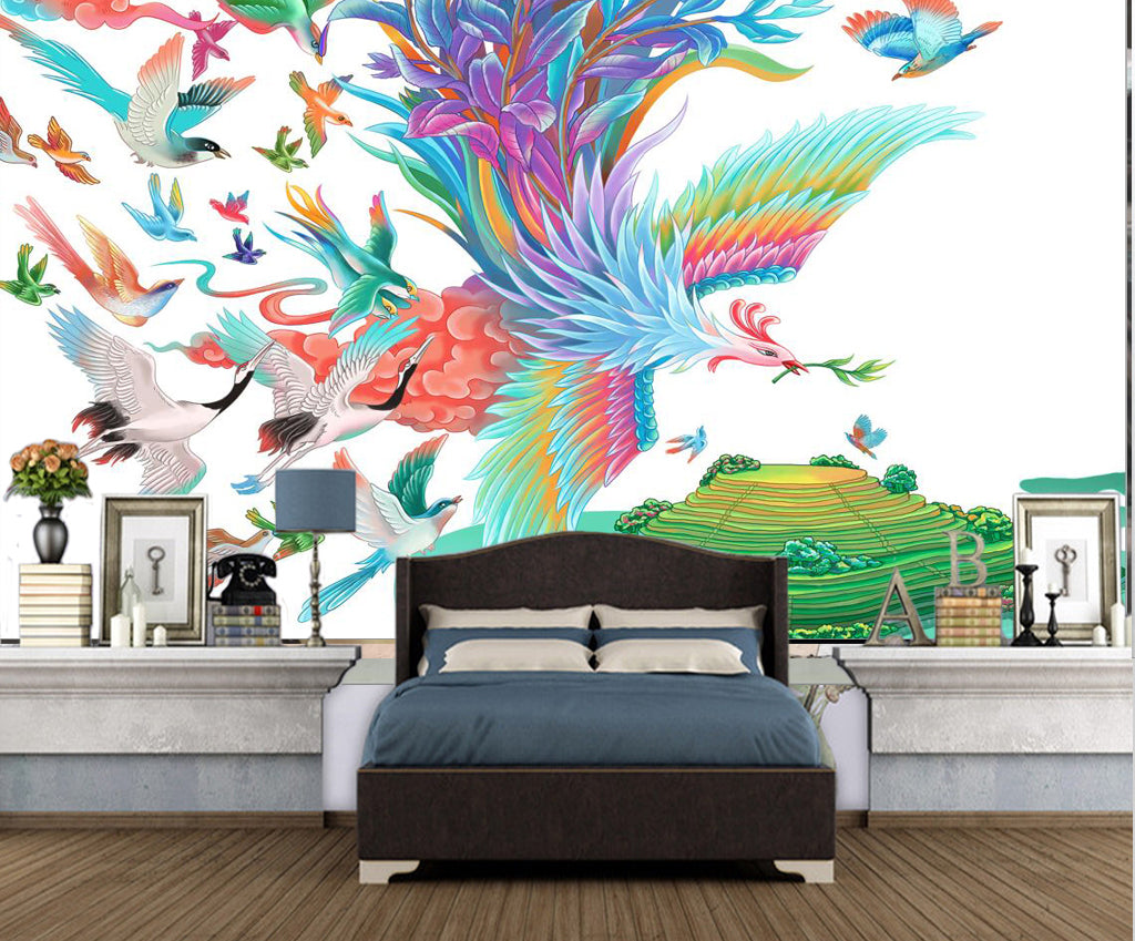 3D Crane Peacock WG117 Wall Murals