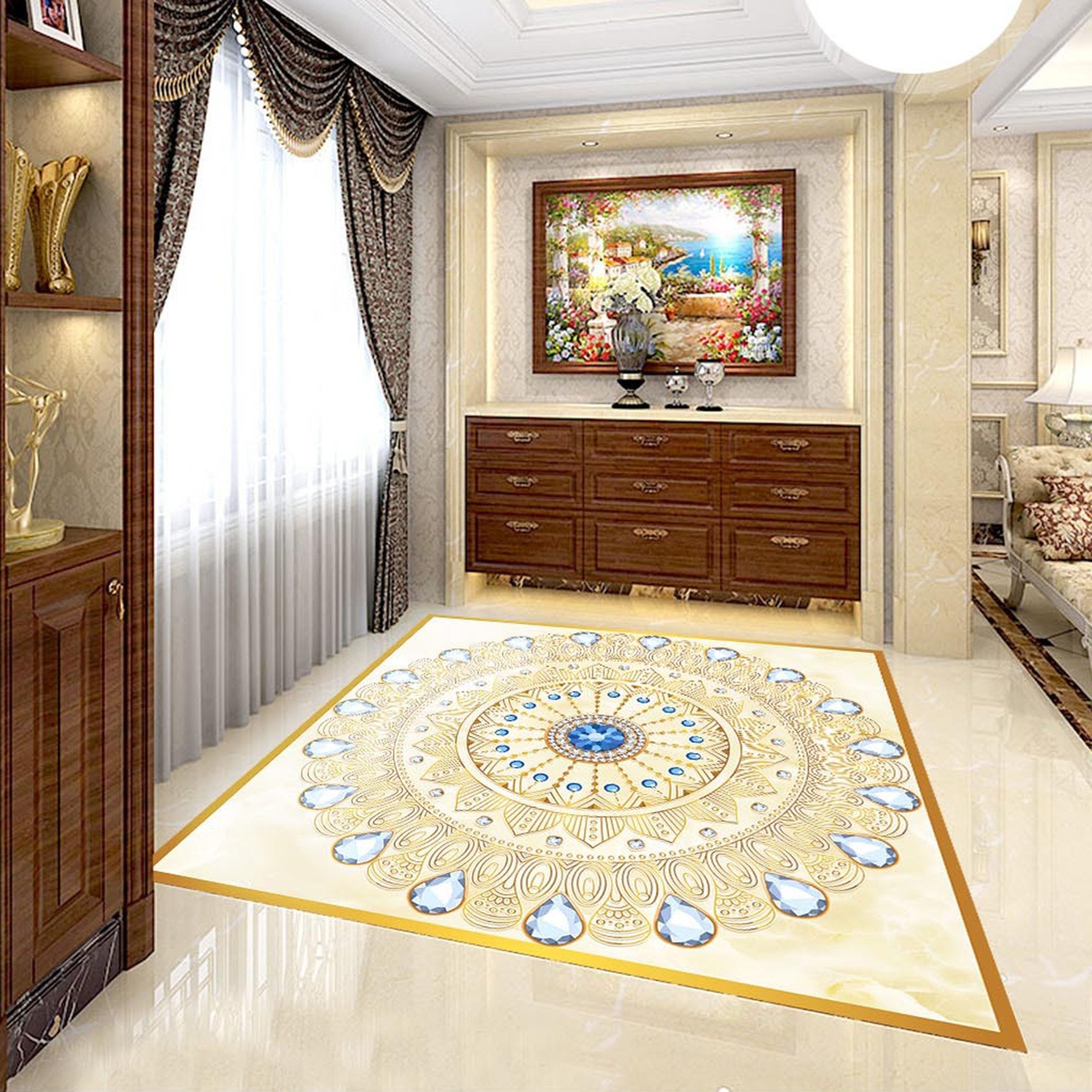 3D Water Drop Diamond WG527 Floor Mural Wallpaper AJ Wallpaper 2 