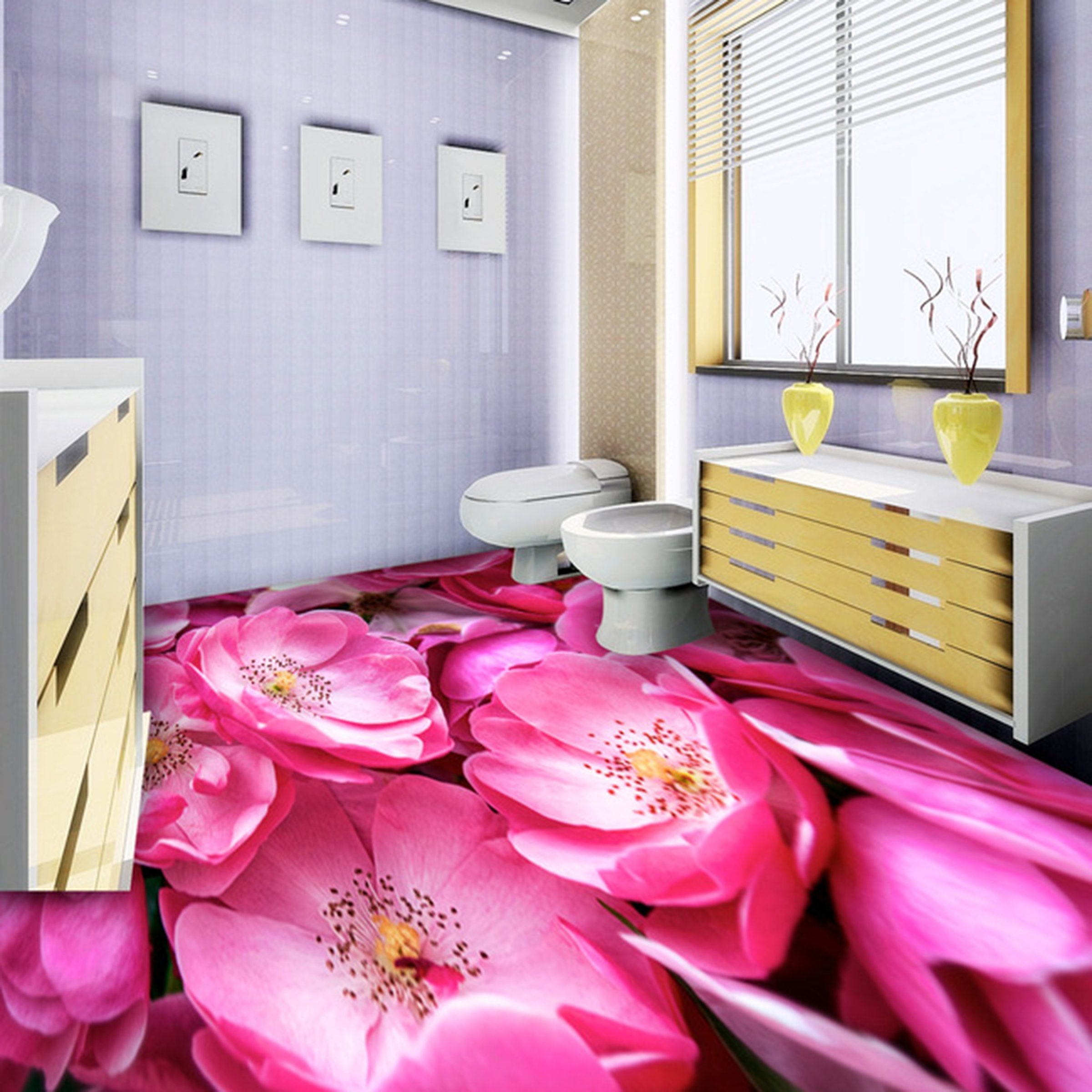 3D Pink Flowers WG132 Floor Mural Wallpaper AJ Wallpaper 2 