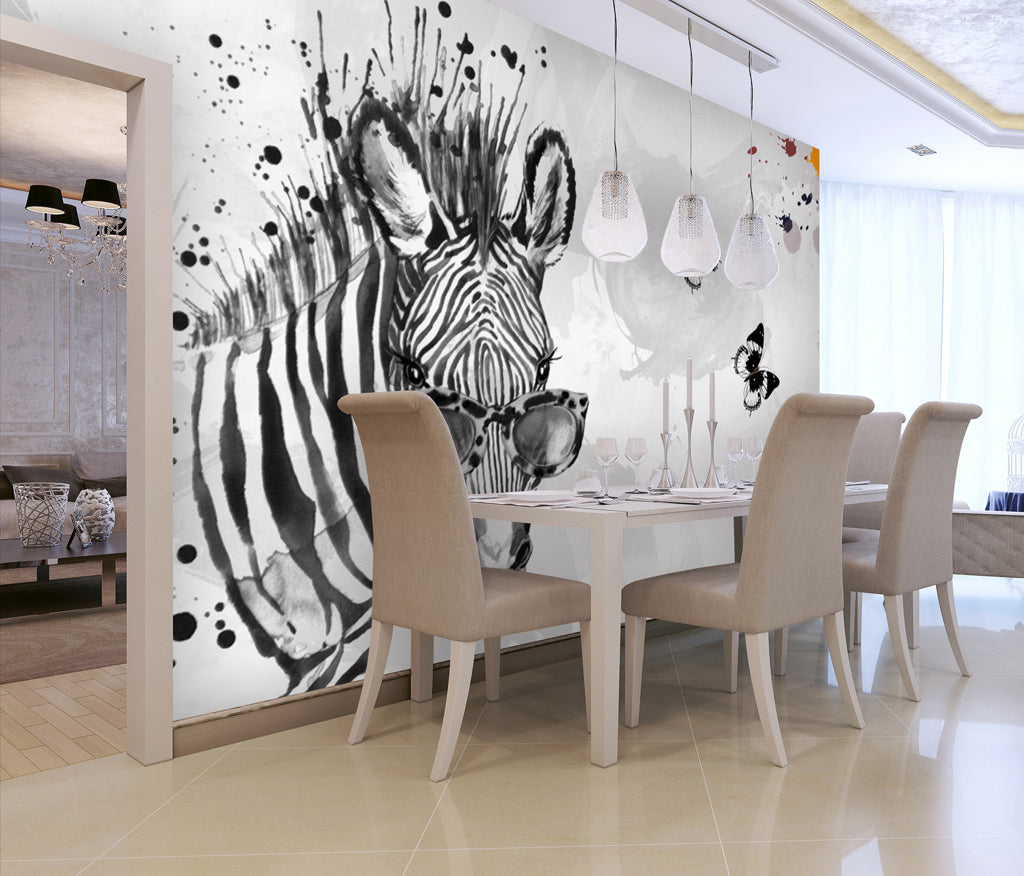 3D Zebra Butterfly WG180 Wall Murals