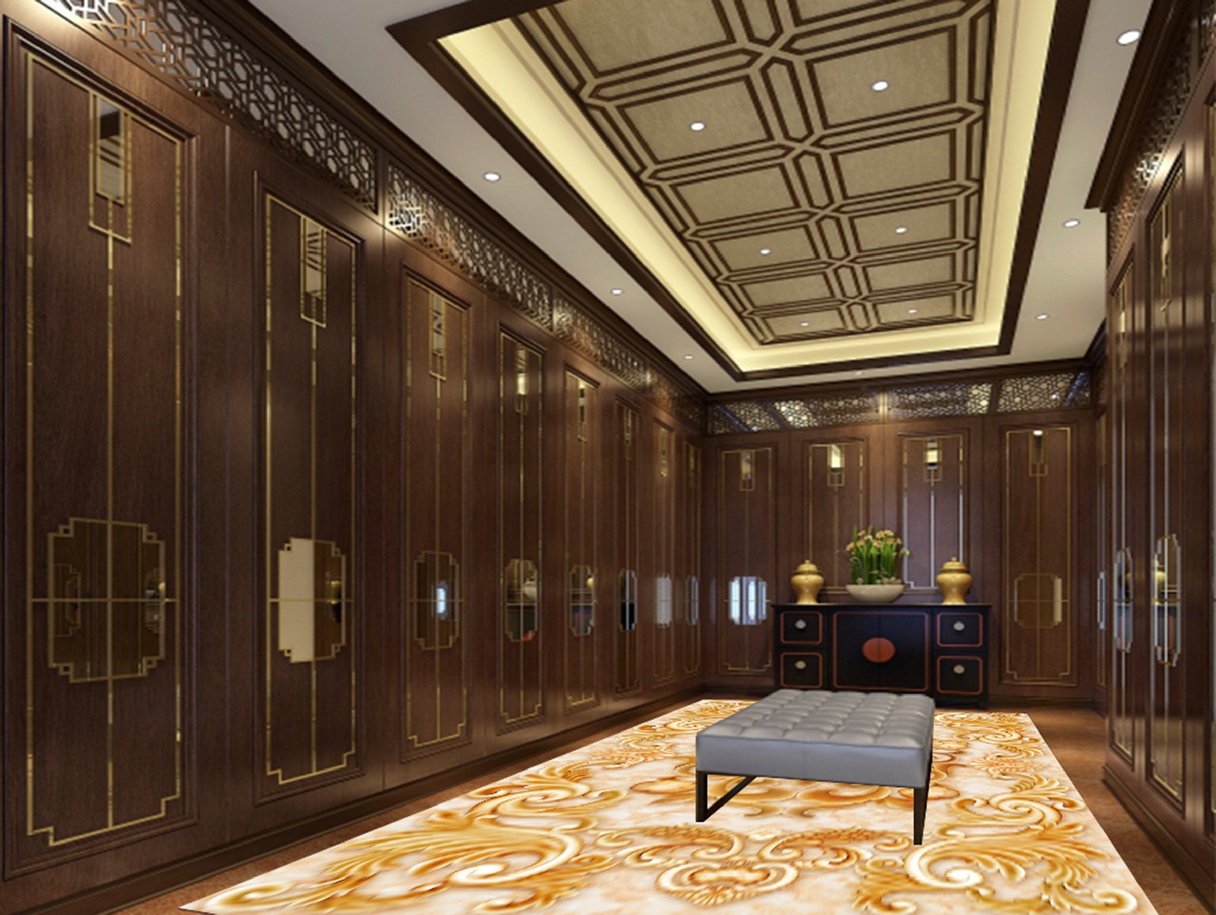 3D Golden Stripes WG107 Floor Mural Wallpaper AJ Wallpaper 2 