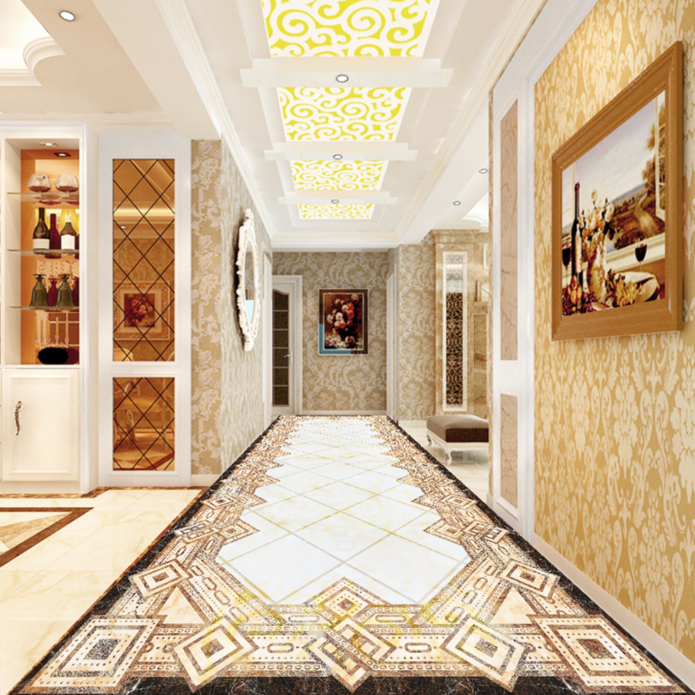 3D Diamond Pattern WG502 Floor Mural Wallpaper AJ Wallpaper 2 