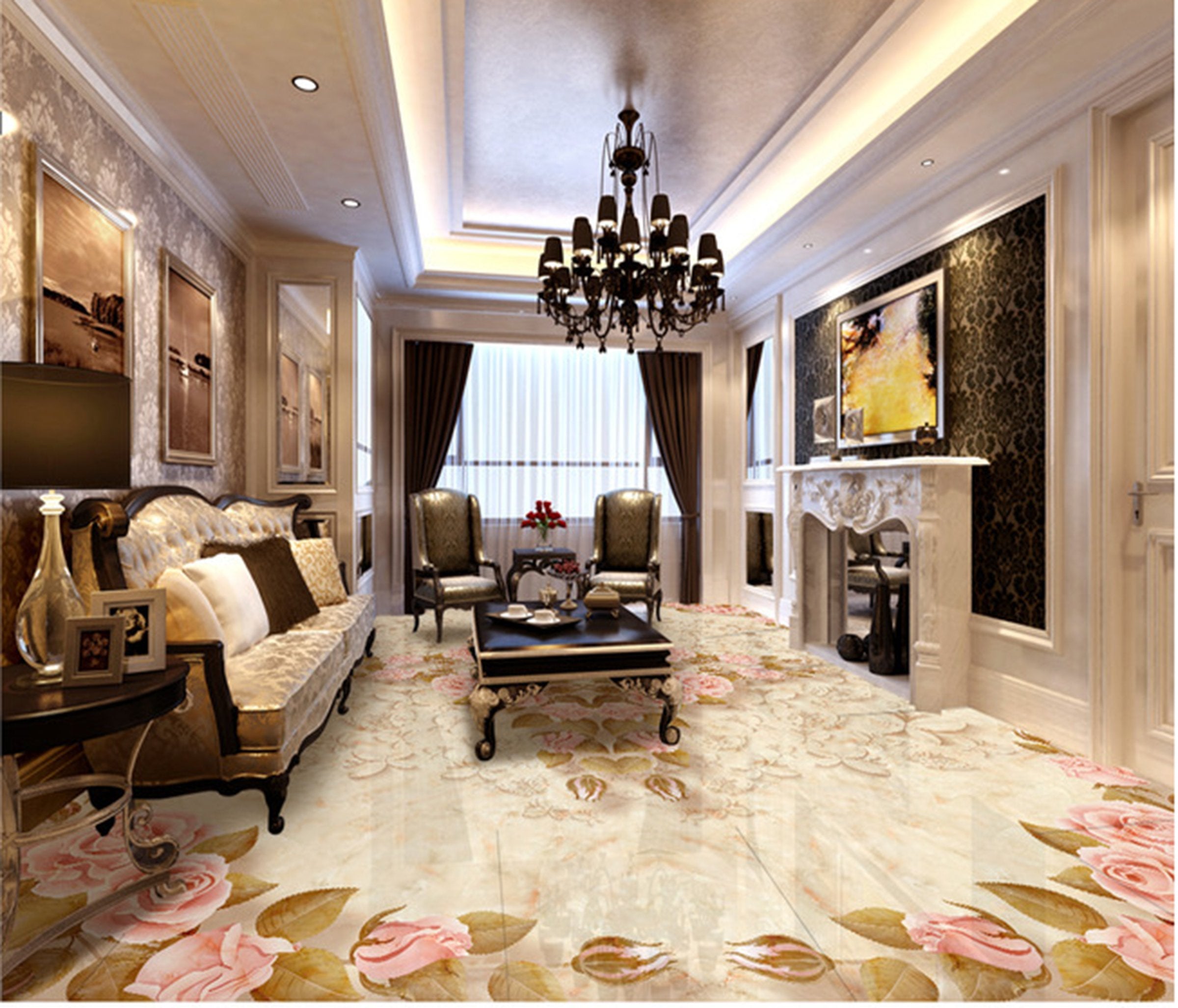 3D Pink Flowers WG025 Floor Mural Wallpaper AJ Wallpaper 2 