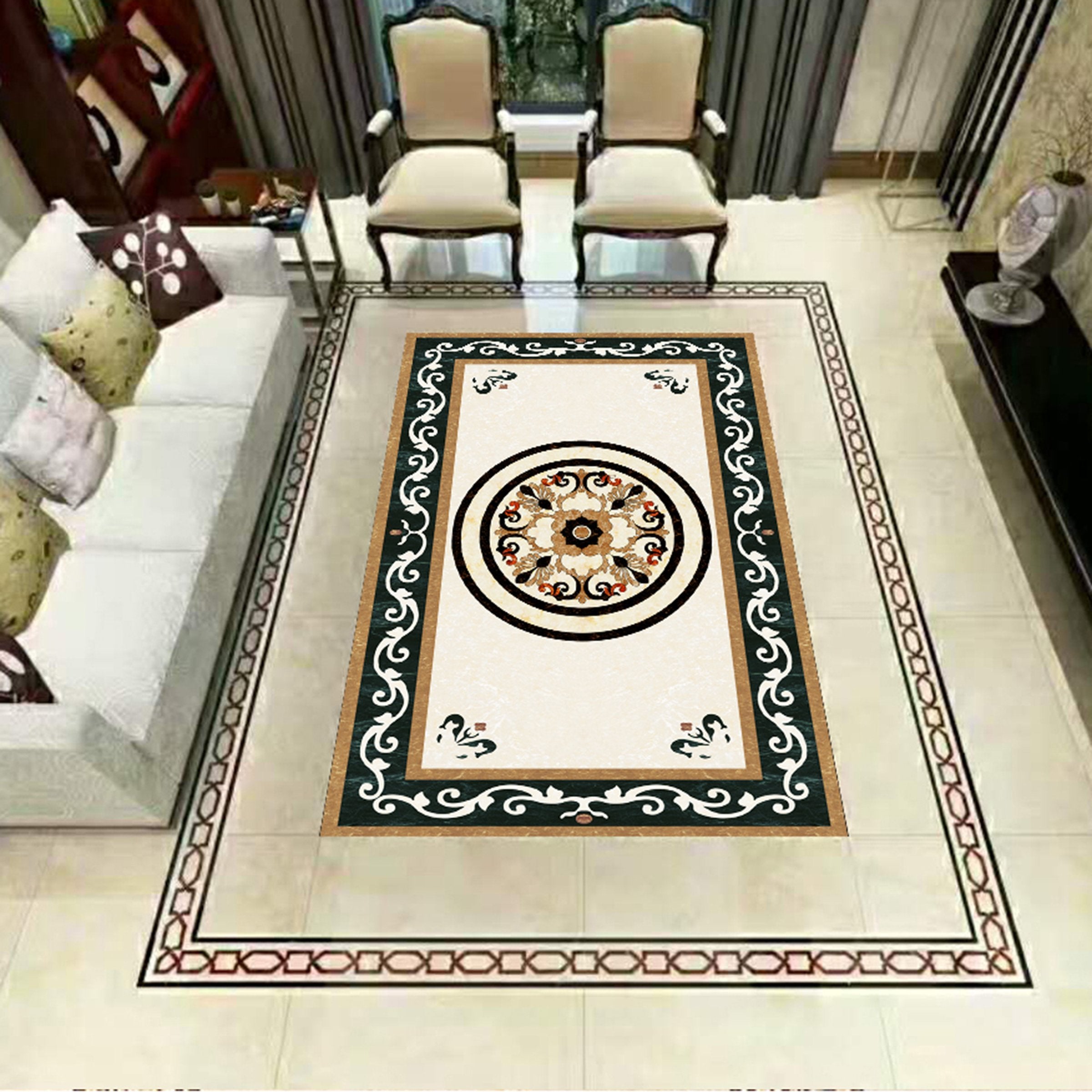 3D Black Round Pattern WG599 Floor Mural Wallpaper AJ Wallpaper 2 