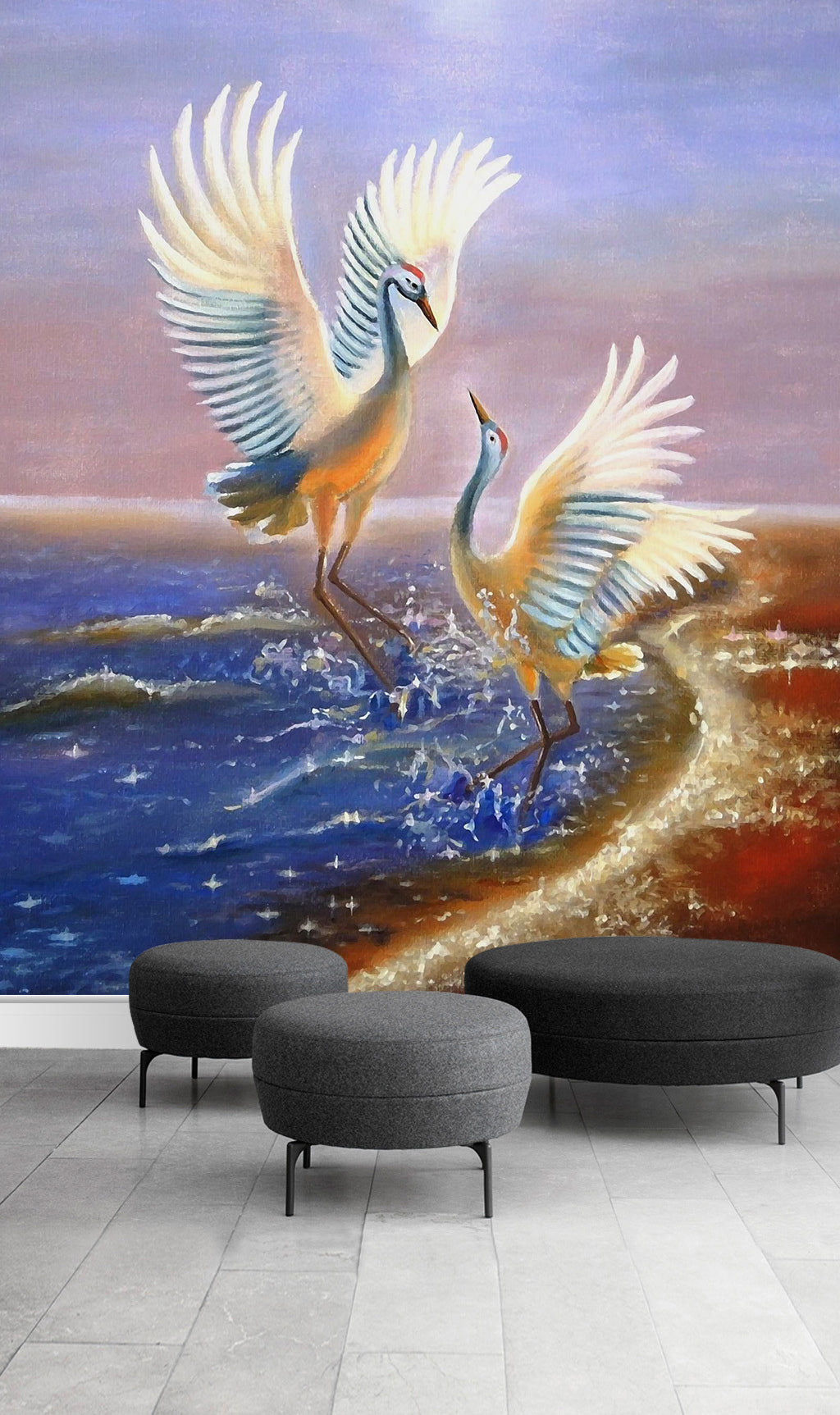 3D Sea Crane WG125 Wall Murals