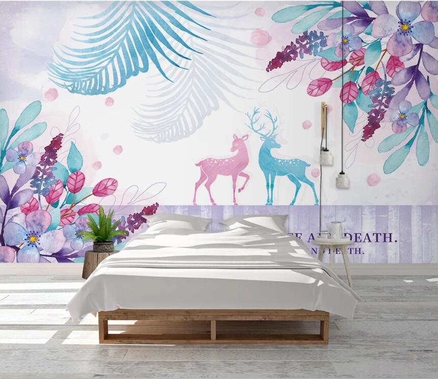 3D Pink Deer WC2225 Wall Murals