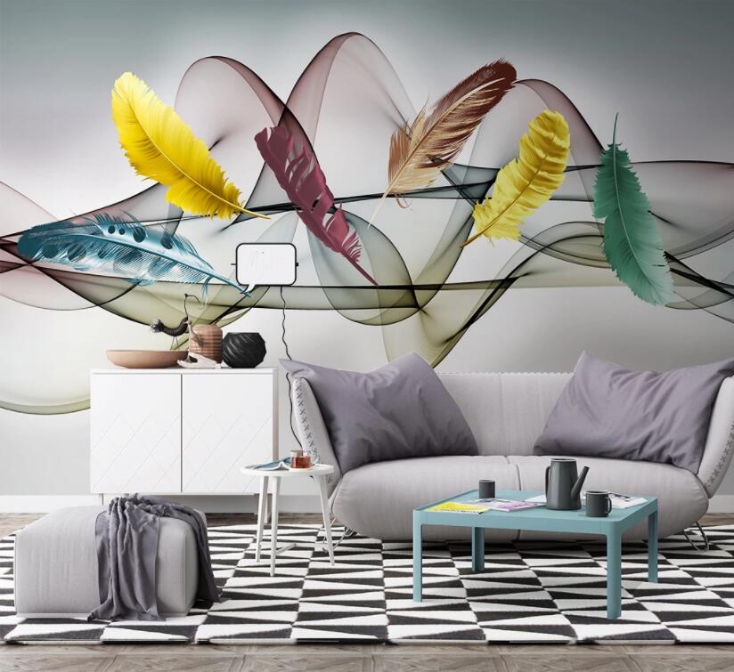 3D Color Feather Art WC2626 Wall Murals