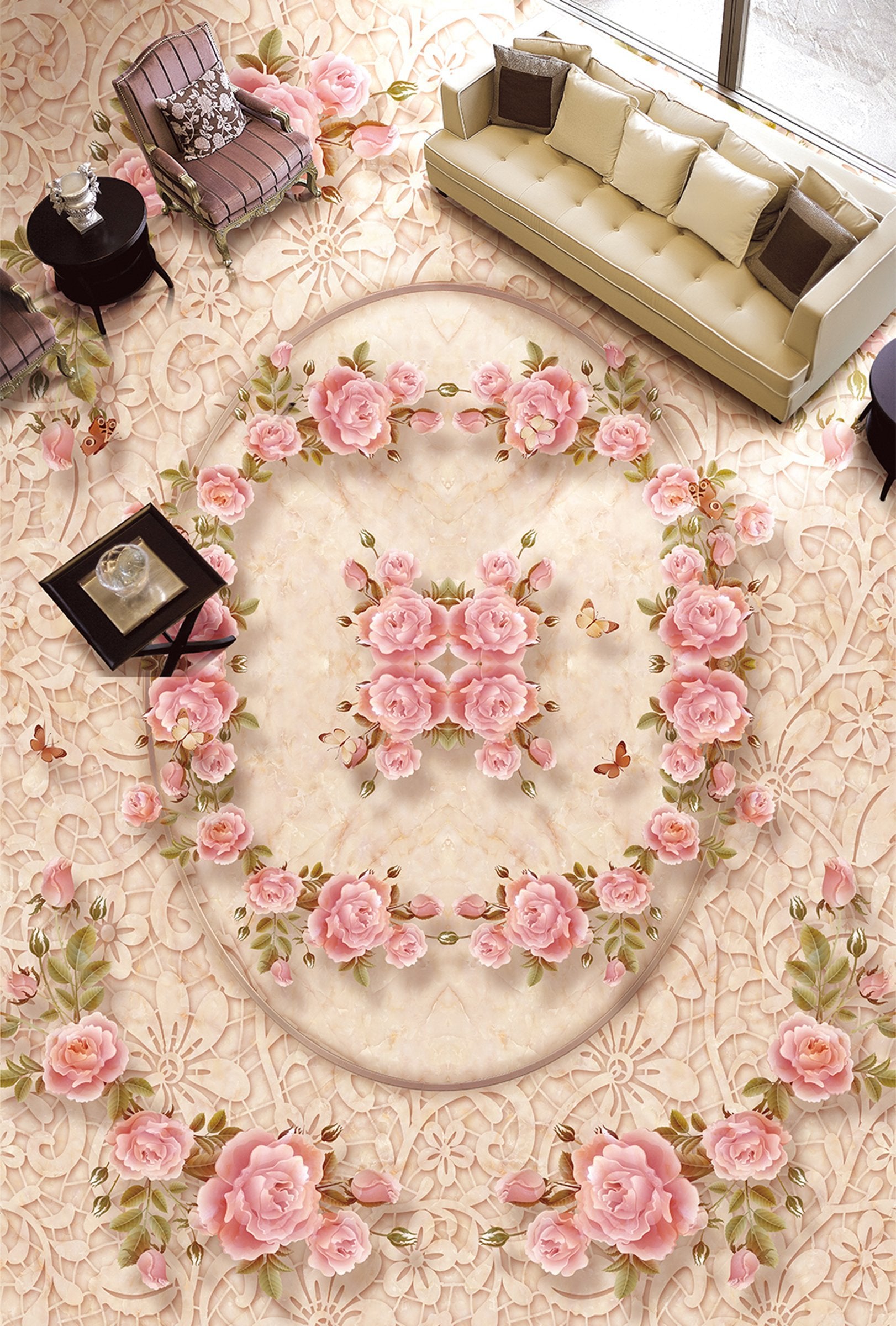 3D Pink Flowers WG322 Floor Mural Wallpaper AJ Wallpaper 2 