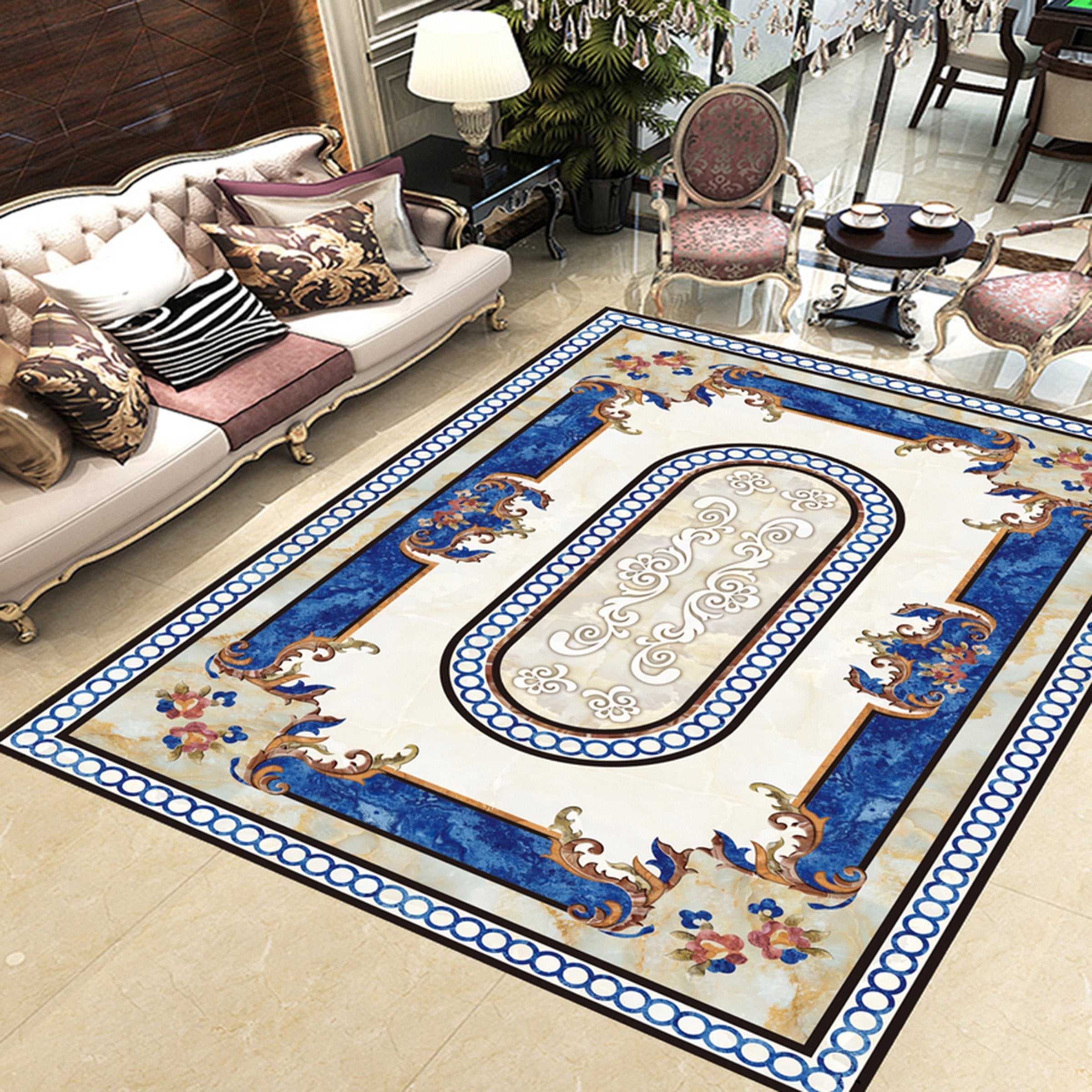 3D Blue Oval Pattern WG757 Floor Mural Wallpaper AJ Wallpaper 2 