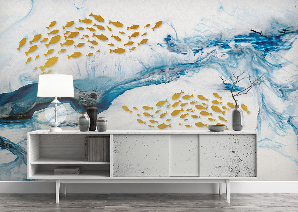 3D Golden Fish WG141 Wall Murals