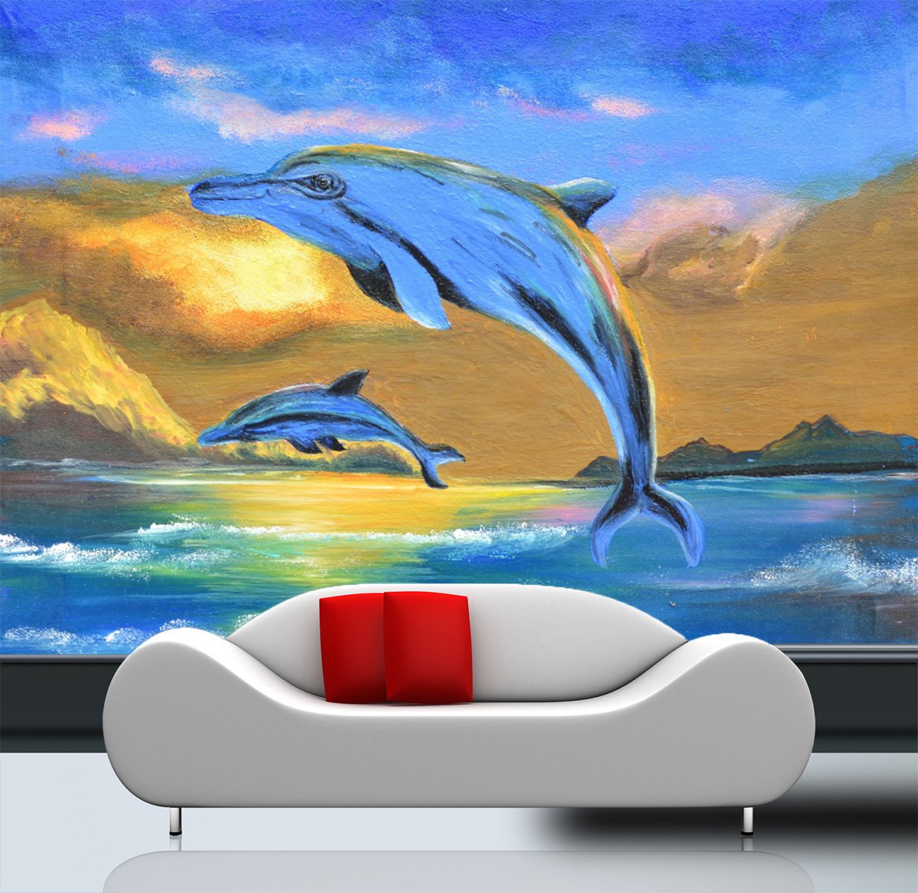 3D Happy Jumping Dolphin 744 Wallpaper AJ Wallpaper 