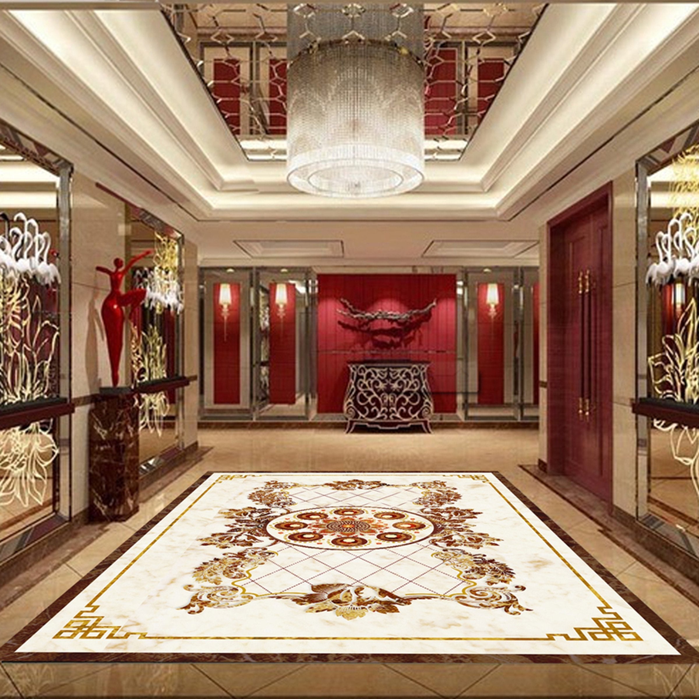 3D Black Pattern WG558 Floor Mural Wallpaper AJ Wallpaper 2 