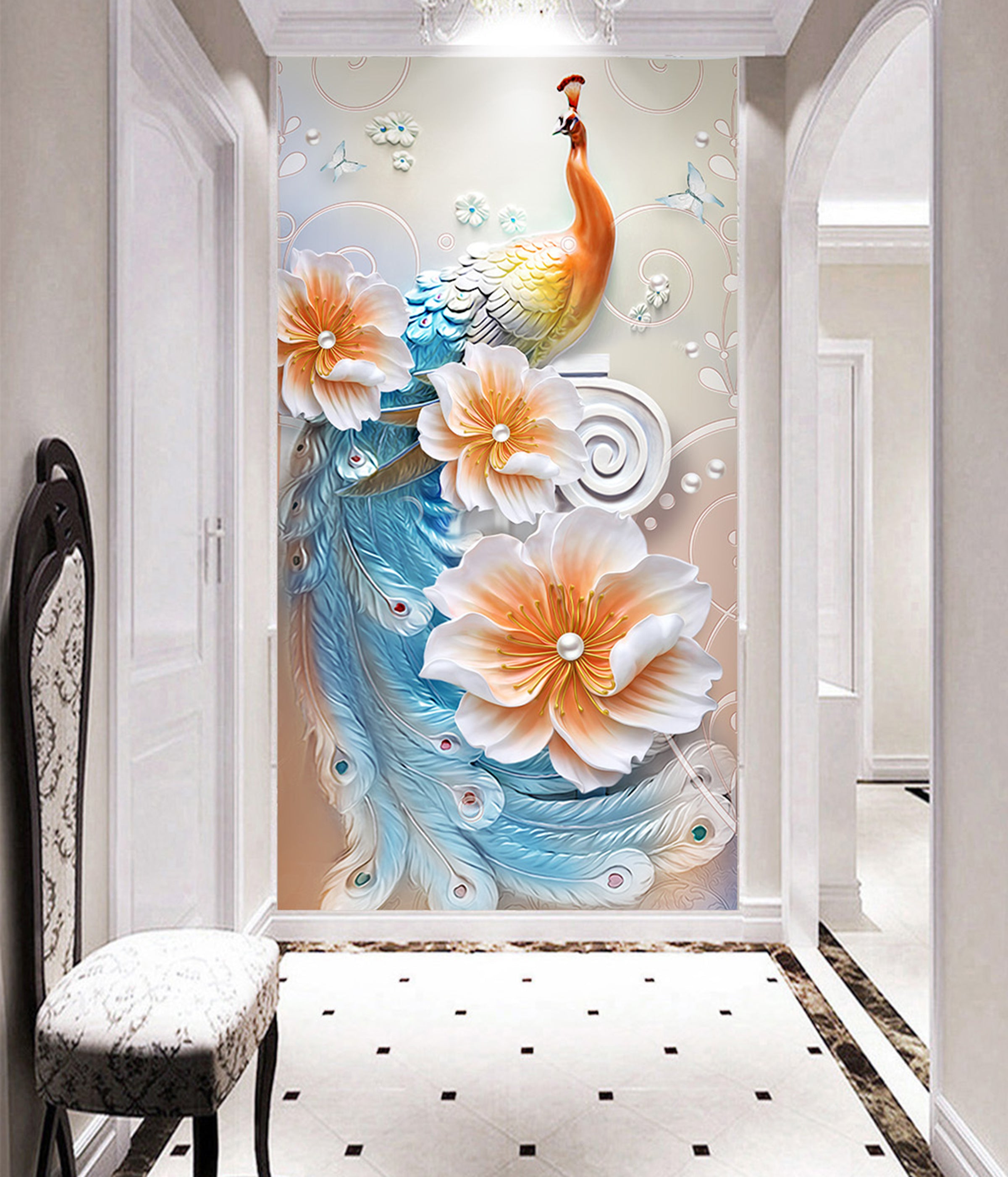 3D Pearl Peacock WG014 Wall Murals
