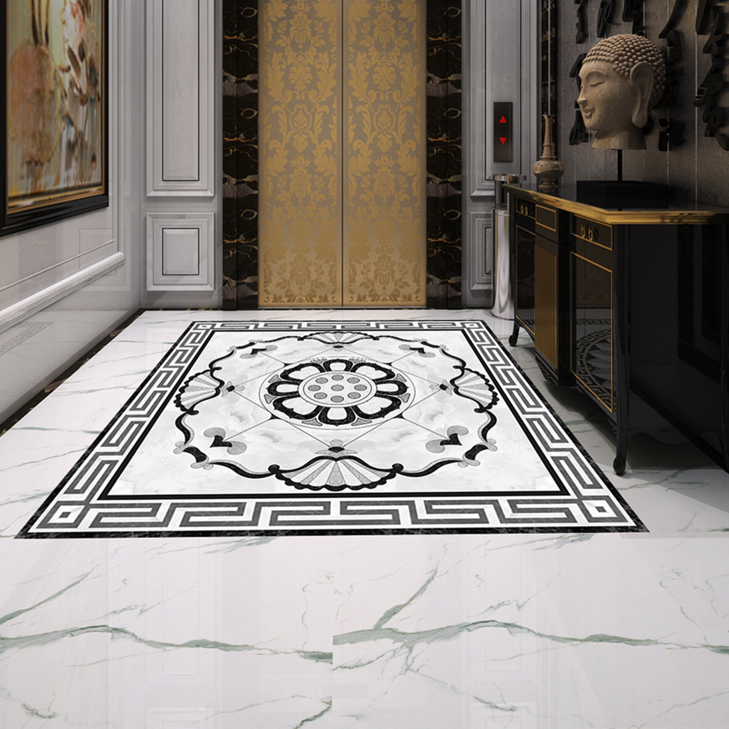 3D Square Black Stripes WG719 Floor Mural Wallpaper AJ Wallpaper 2 