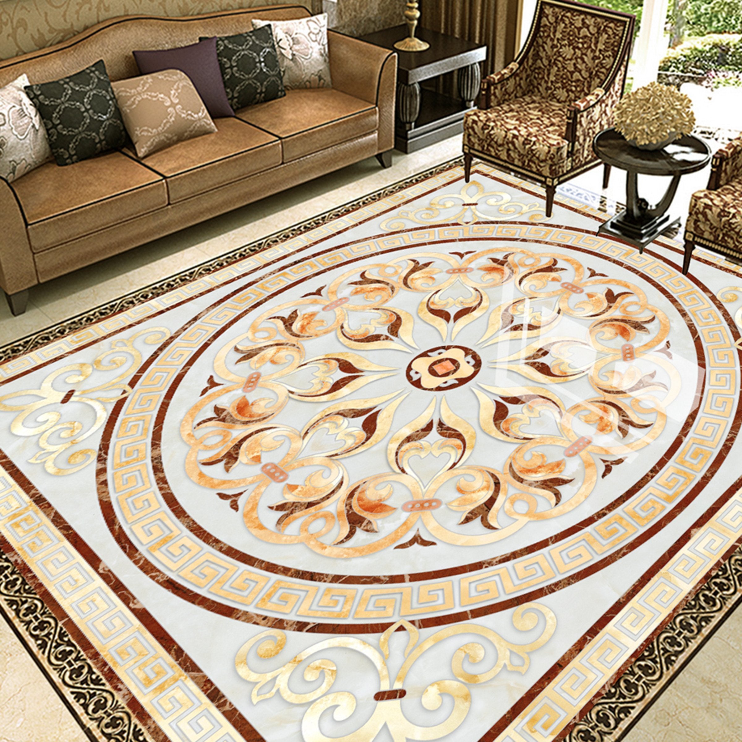 3D Round Yellow Pattern WG373 Floor Mural Wallpaper AJ Wallpaper 2 