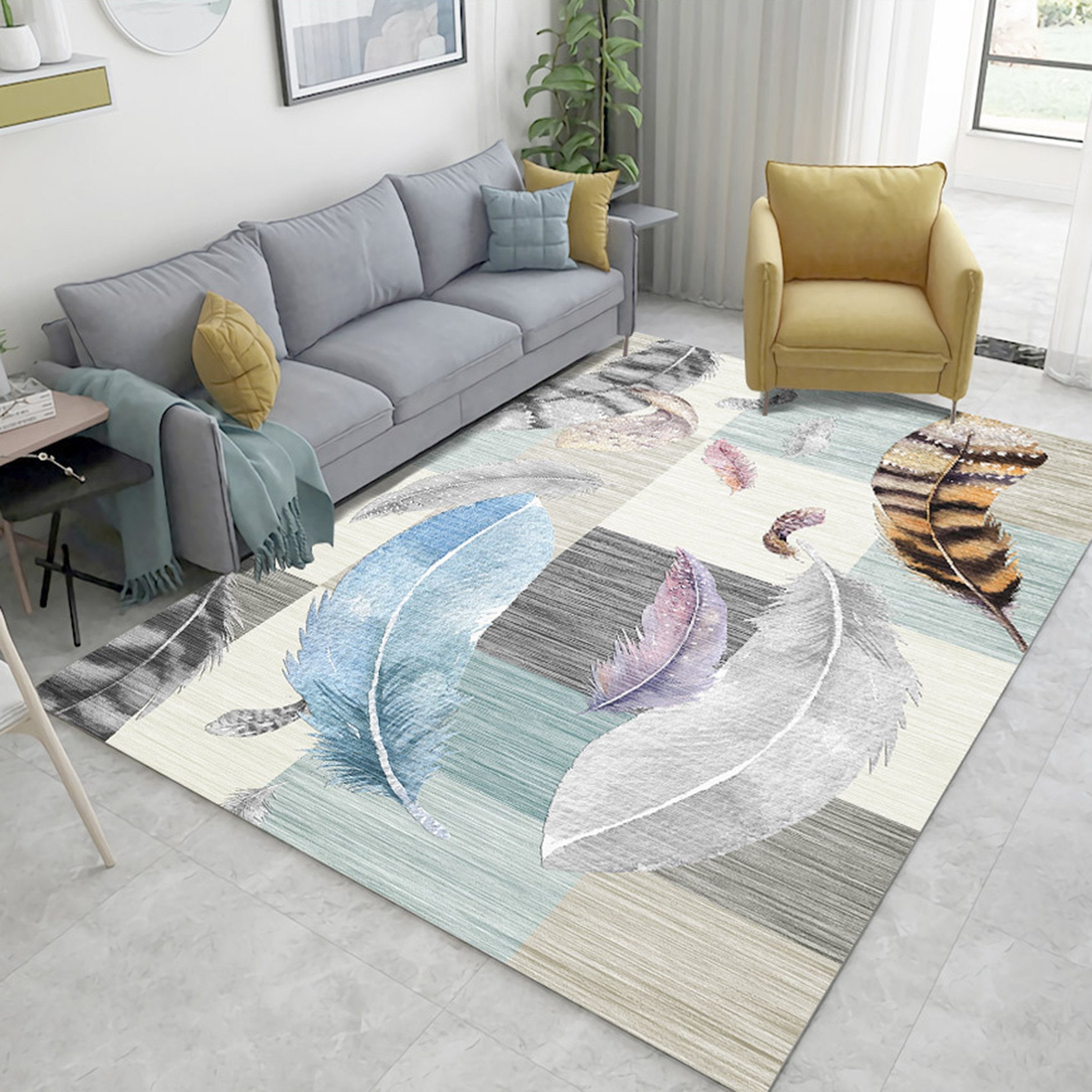 3D Colored Feather WG292 Non Slip Rug Mat Mat AJ Creativity Home 
