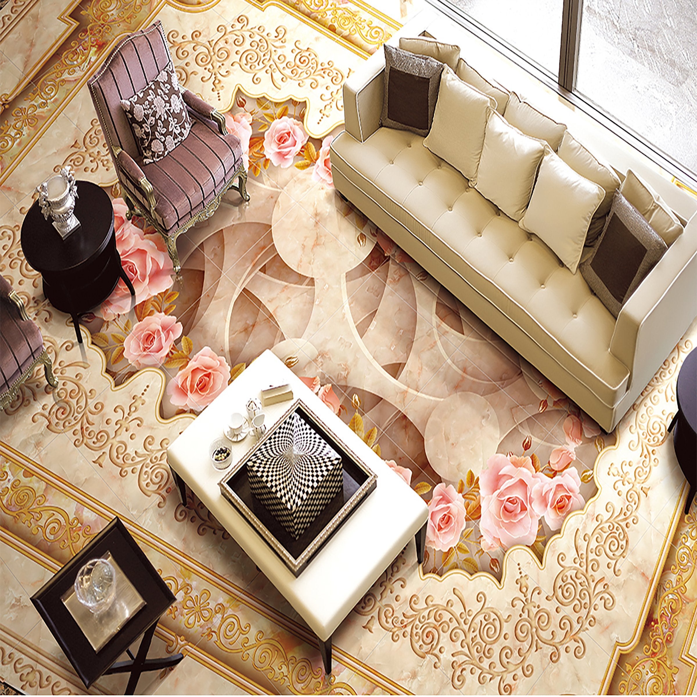 3D Pink Flowers WG036 Floor Mural Wallpaper AJ Wallpaper 2 