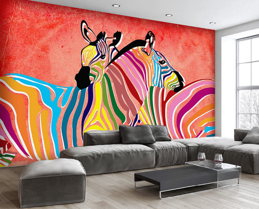3D Color Zebra WG256 Wall Murals