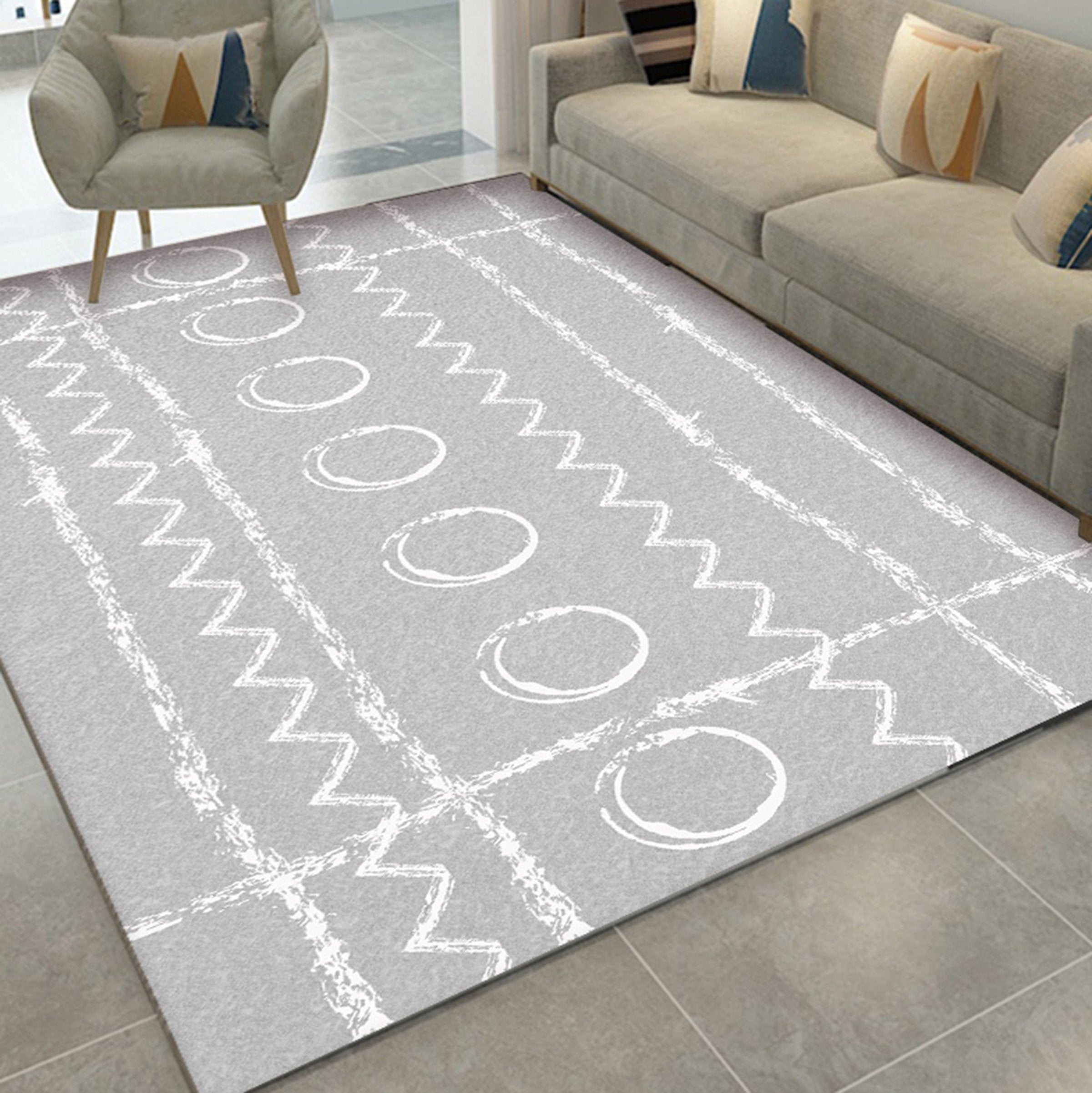 3D White Circle WG441 Non Slip Rug Mat Mat AJ Creativity Home 