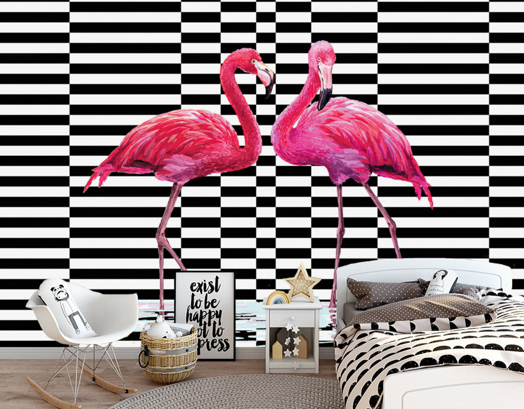 3D Flamingo Square WG282 Wall Murals