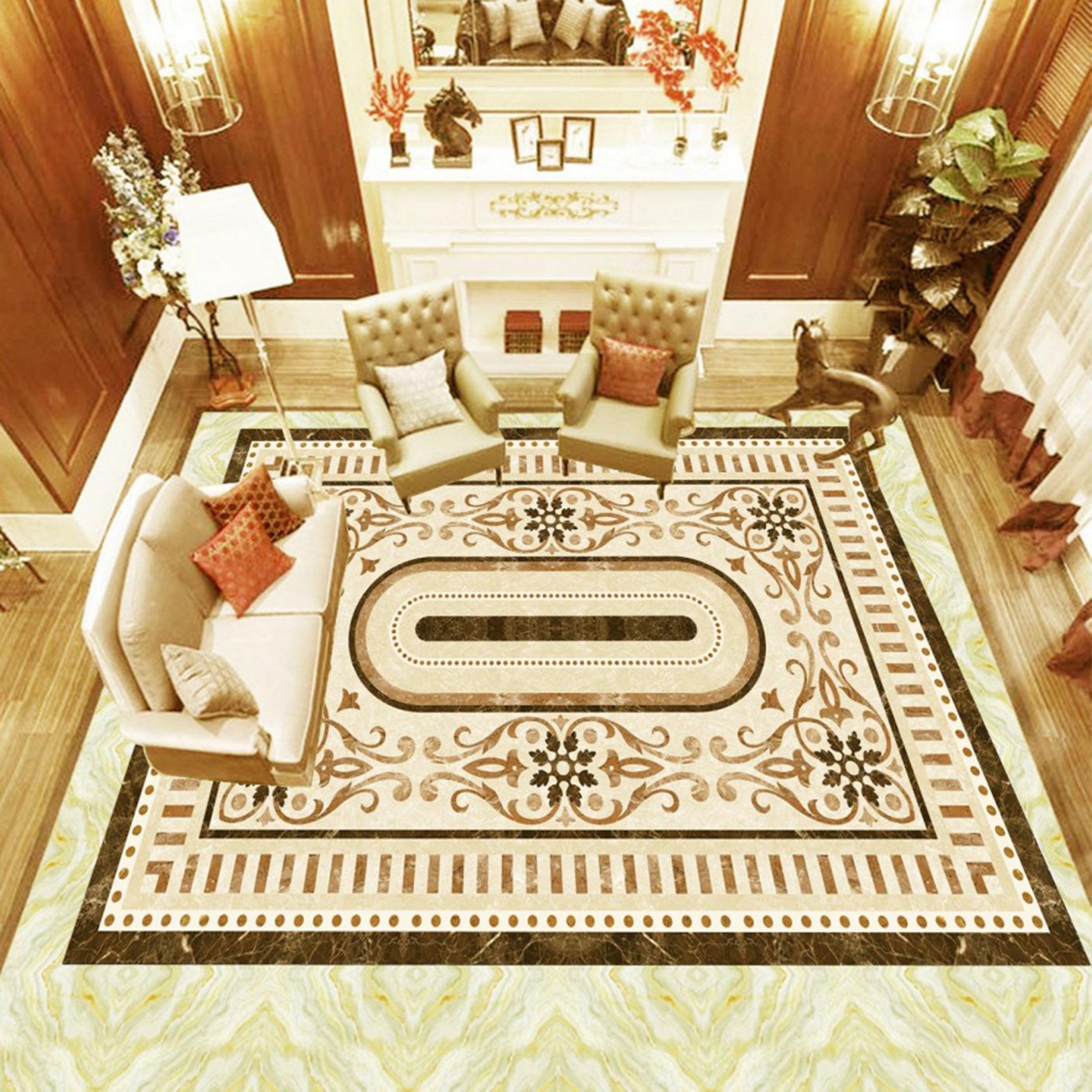 3D Oval Marble Pattern WG406 Floor Mural Wallpaper AJ Wallpaper 2 