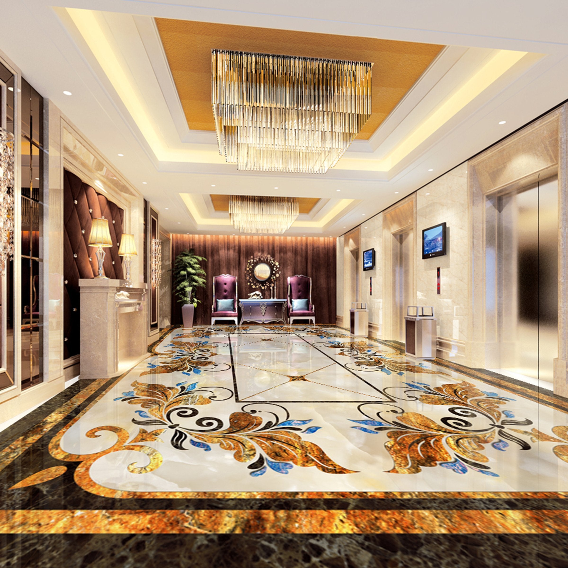 3D Rectangular Pattern WG452 Floor Mural Wallpaper AJ Wallpaper 2 