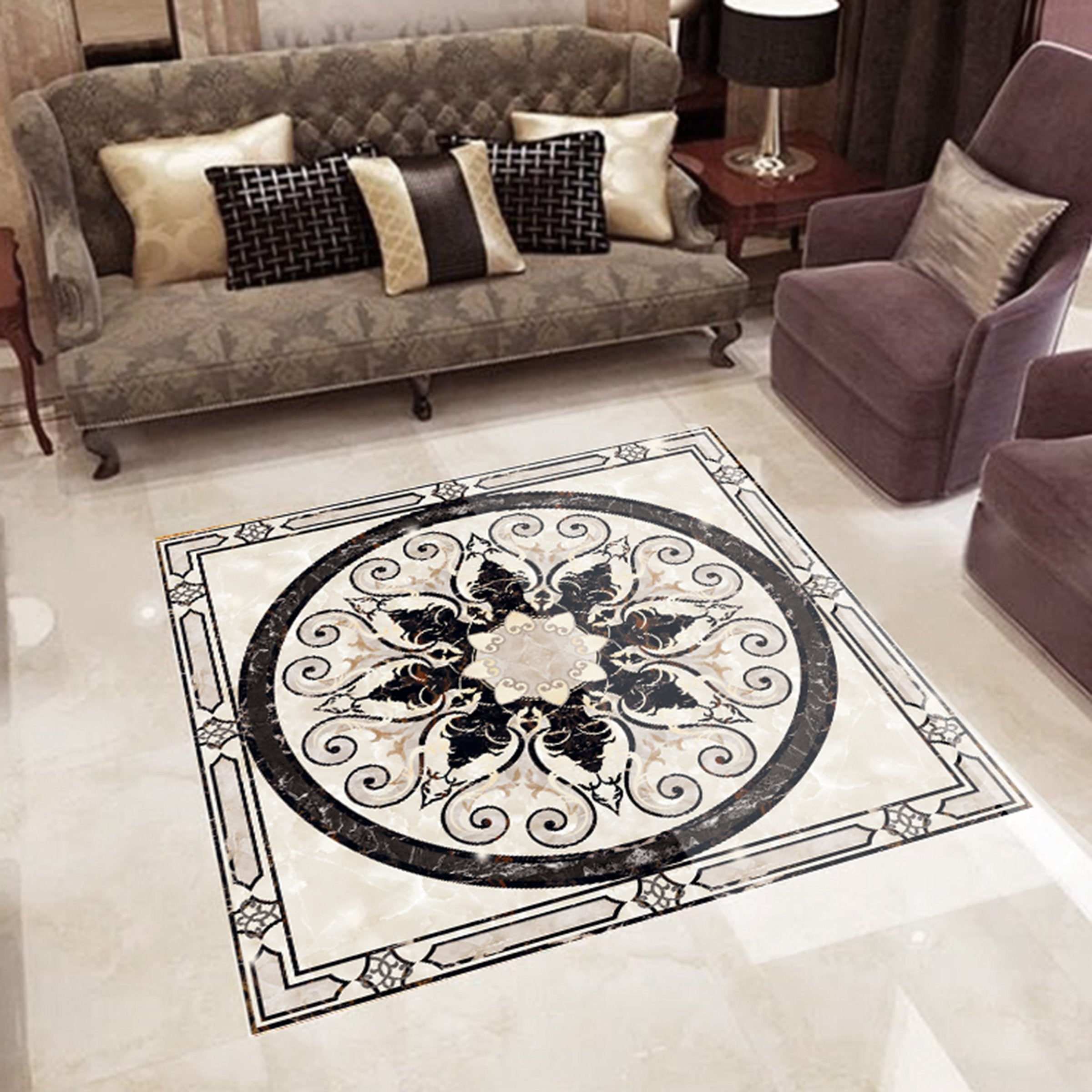 3D Marble Black Pattern WG448 Floor Mural Wallpaper AJ Wallpaper 2 