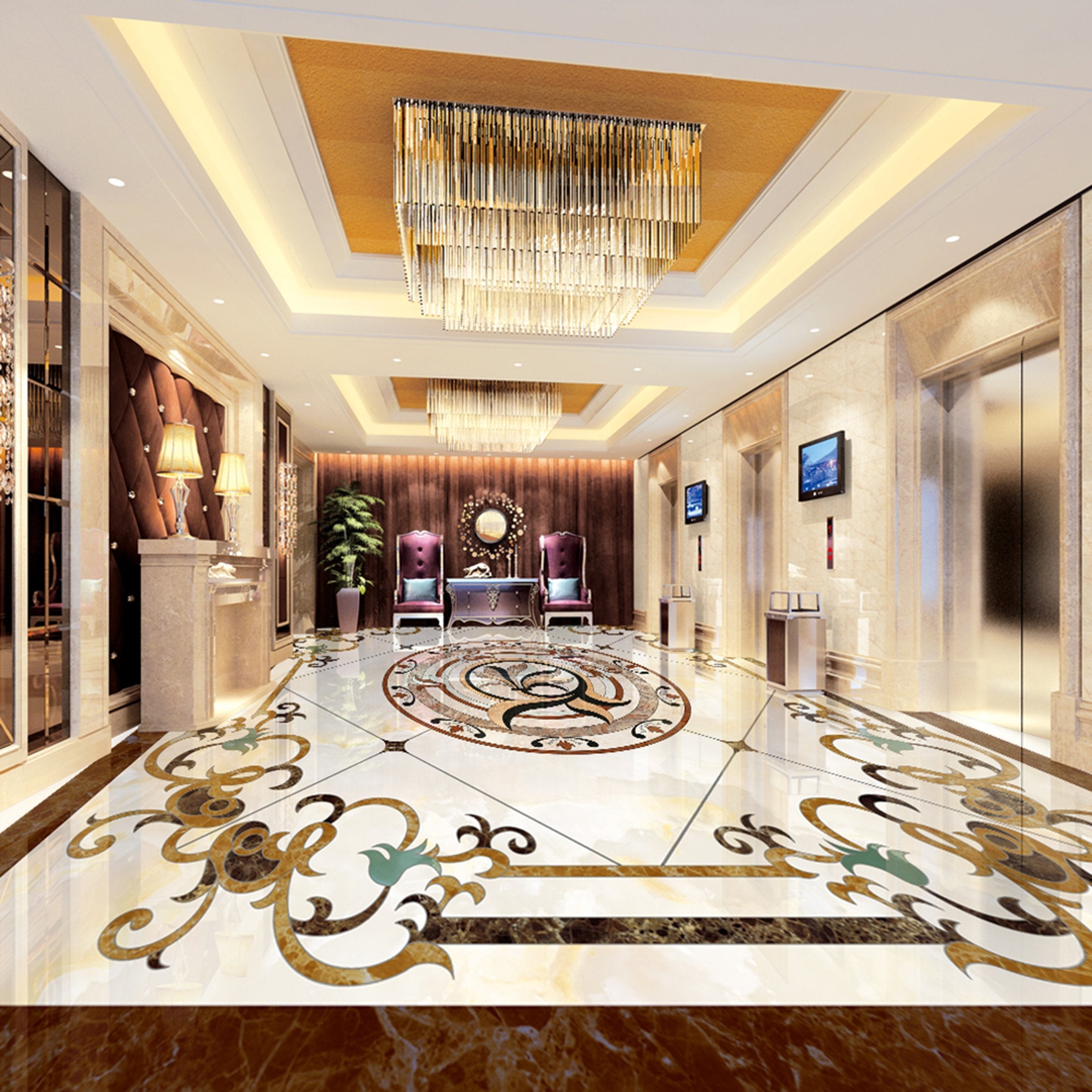 3D Rectangular Marble Pattern WG376 Floor Mural Wallpaper AJ Wallpaper 2 