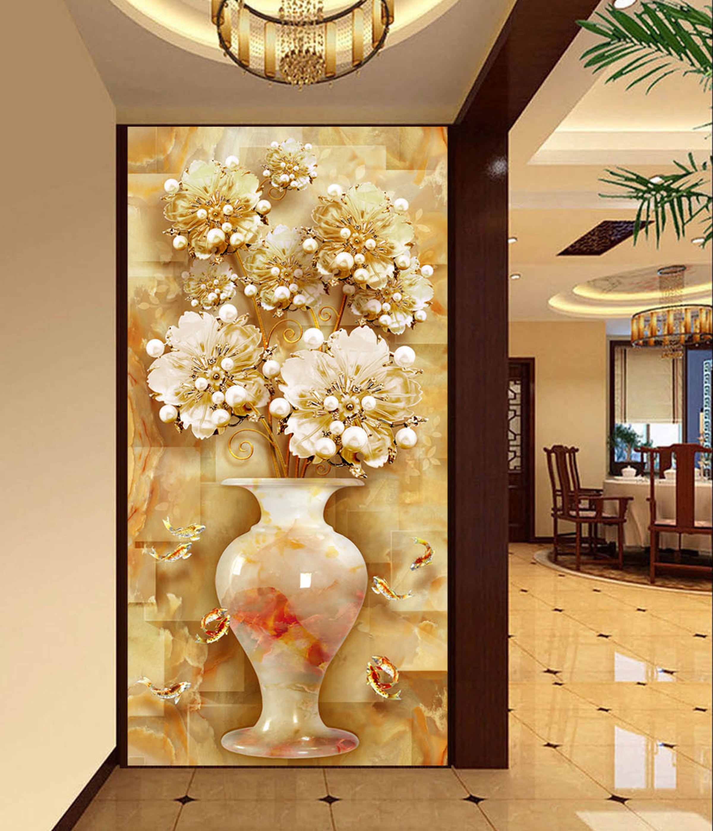 3D Pearl Flower WG012 Wall Murals