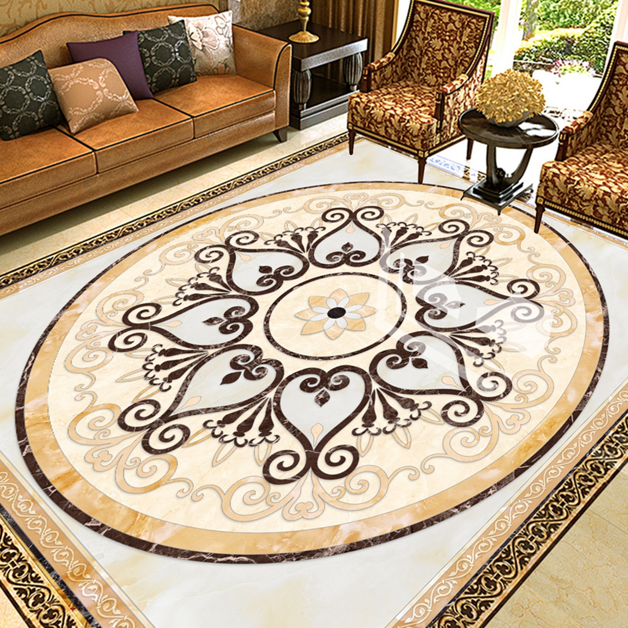3D Round Marble Pattern WG374 Floor Mural Wallpaper AJ Wallpaper 2 